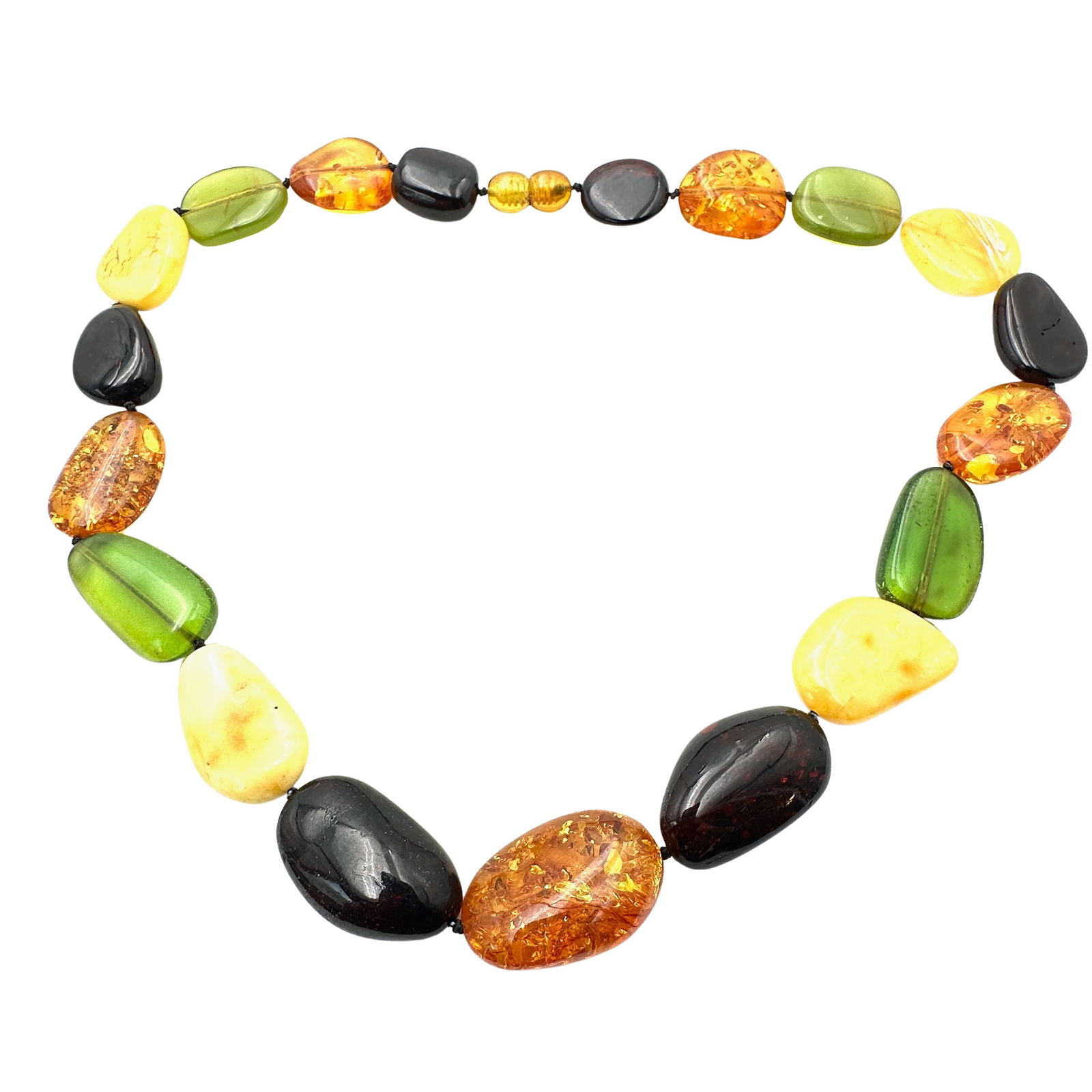 Vintage Multicolor Amber Bead Necklace 17 Inch 34 Grams: Vintage Multicolor Amber Bead Necklace 17 Inch 34 Grams