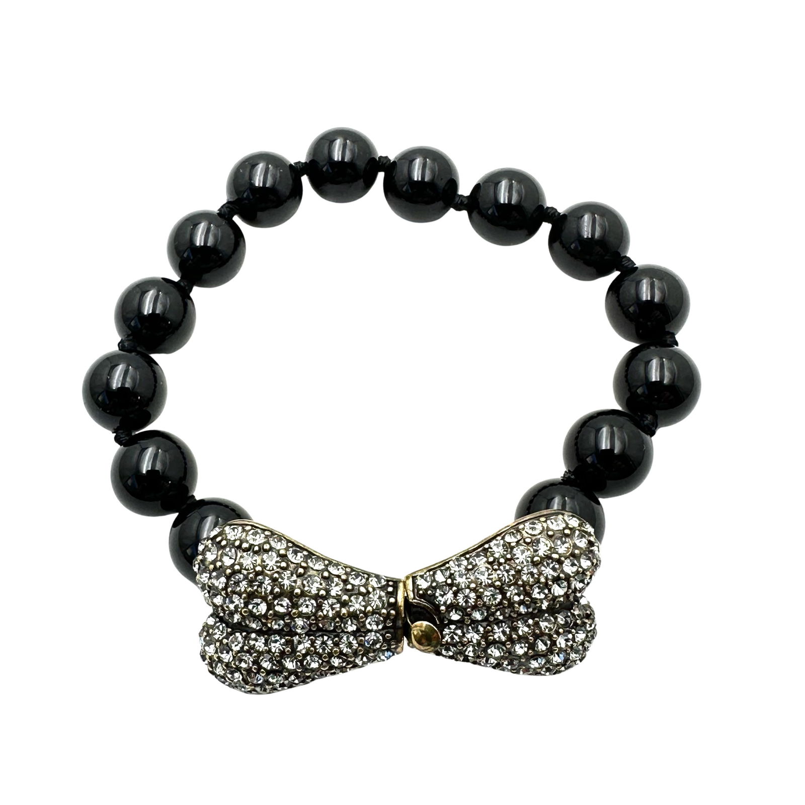 Heidi Daus Grey Crystal Black Glass Bead Antiqued Gold Tone Bracelet 7 Inch: Heidi Daus Grey Crystal Black Glass Bead Antiqued Gold Tone Bracelet 7 Inch