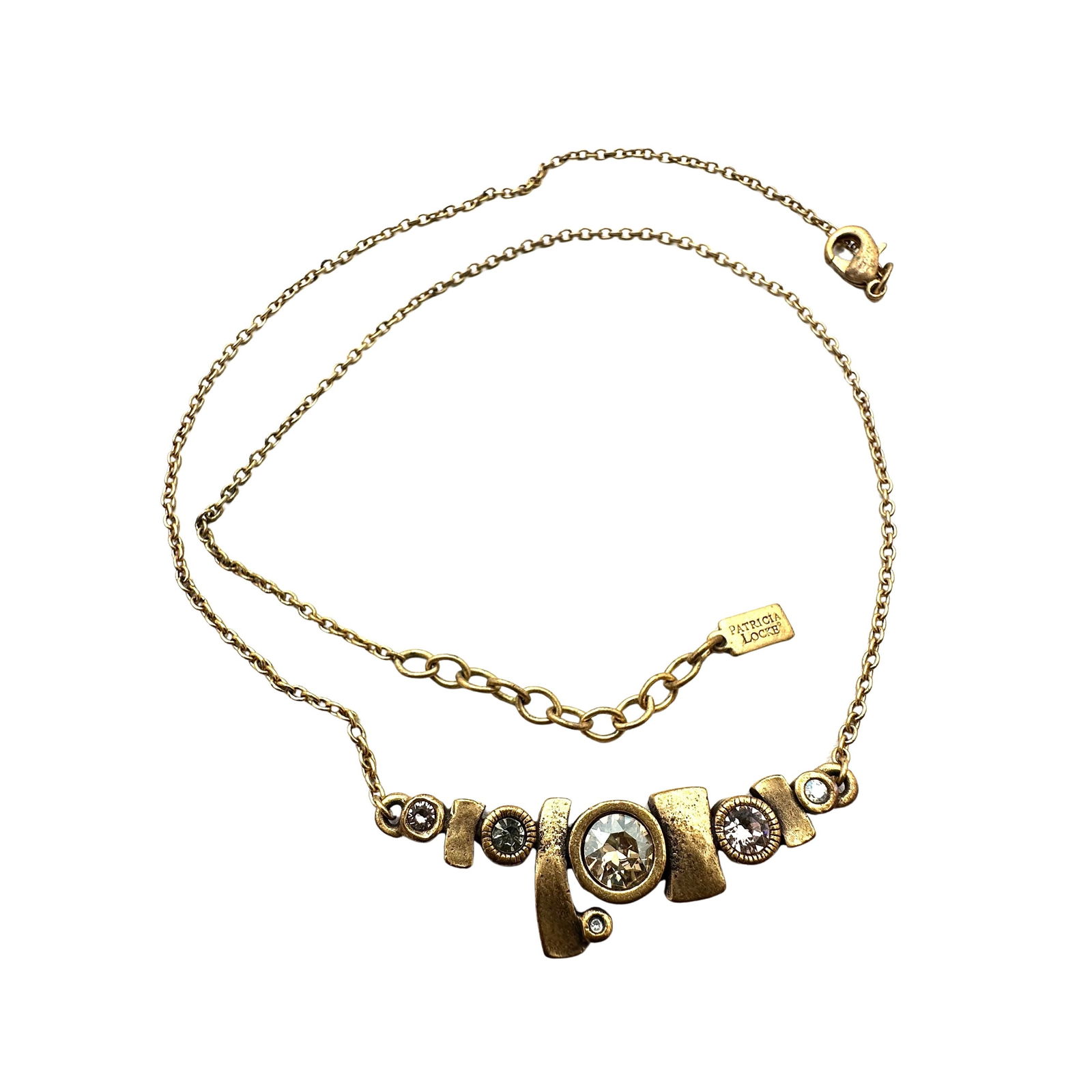 Patricia Locke Crystal Gold Tone Necklace 18 Inch: Patricia Locke Crystal Gold Tone Necklace 18 Inch