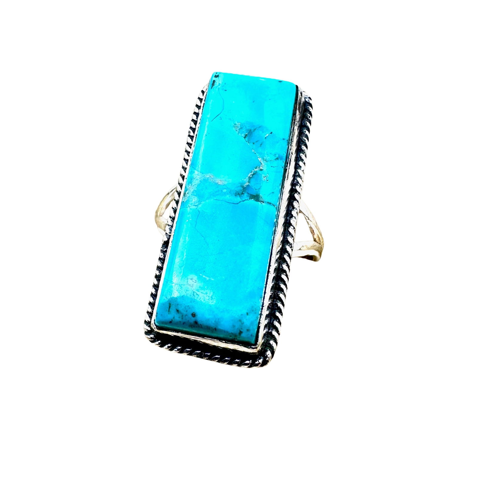 Silver Plated Blue Turquoise Ring Size 9 (1 of 2)