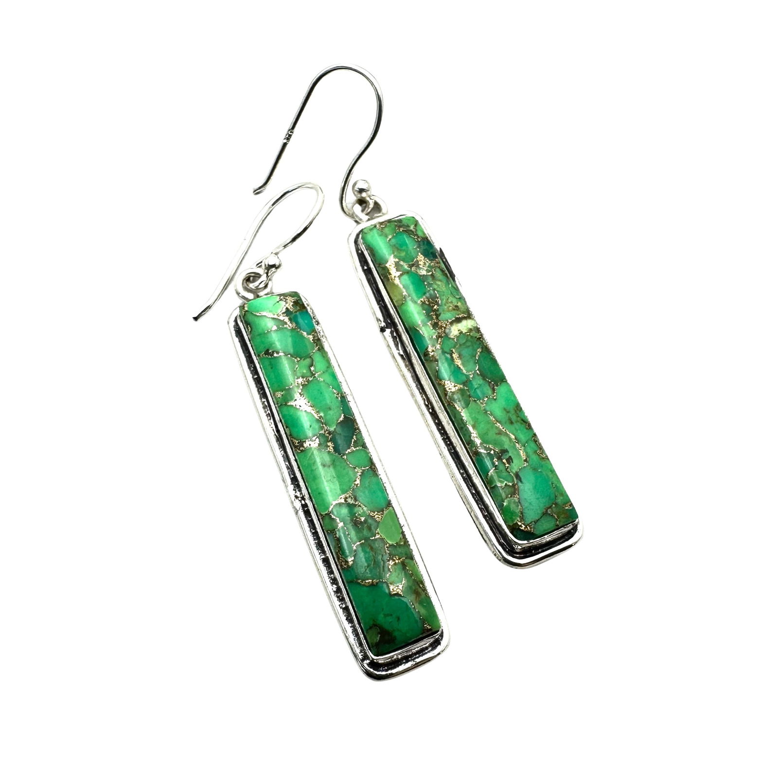 Silver Plated Green Turquoise Pierced Chandelier Earrings 2.25 Inch: Silver Plated Green Turquoise Pierced Chandelier Earrings 2.25 Inch