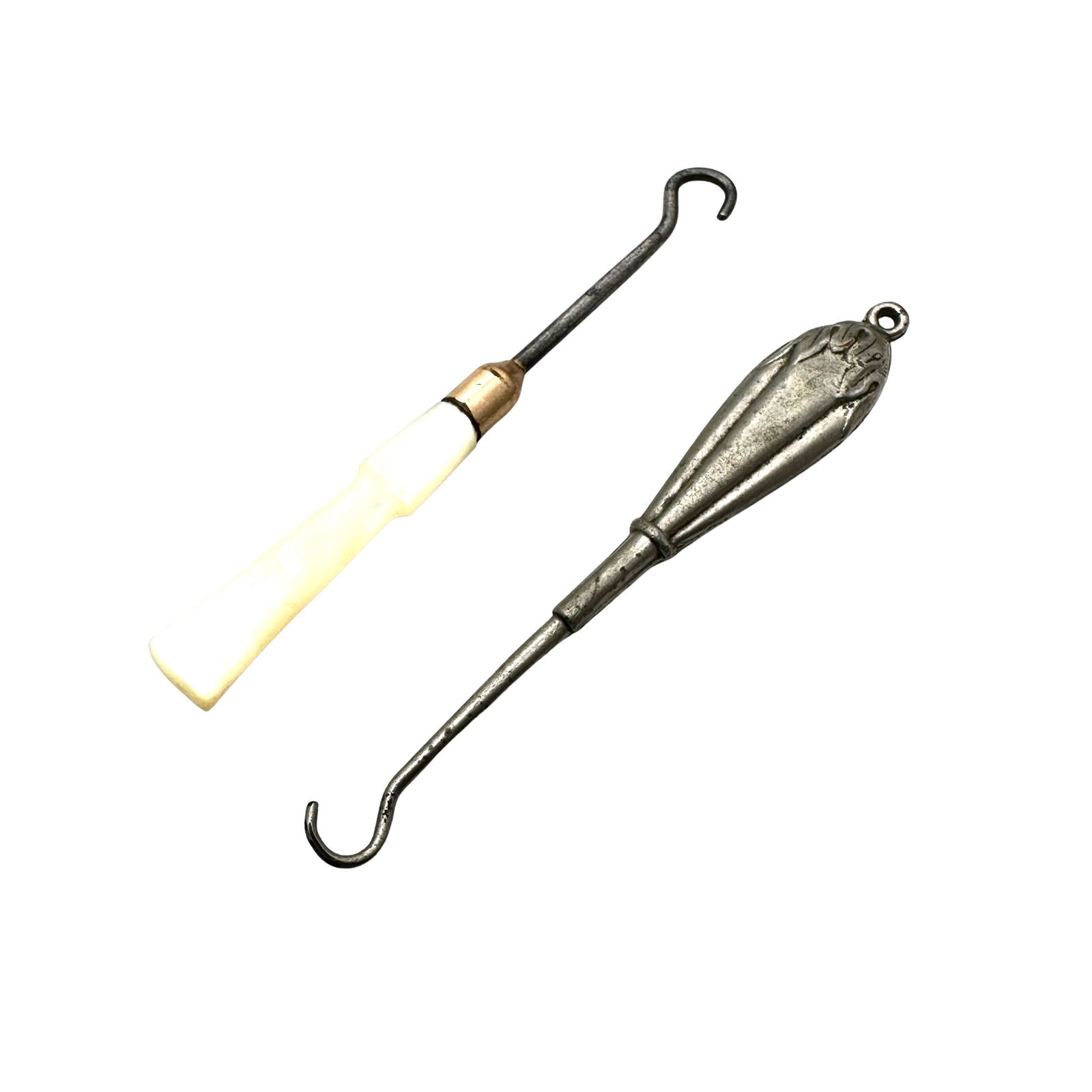 Antique Group Lot of Two Small Shoe Glove Button Hooks 2.5 Inch (1 of 2)