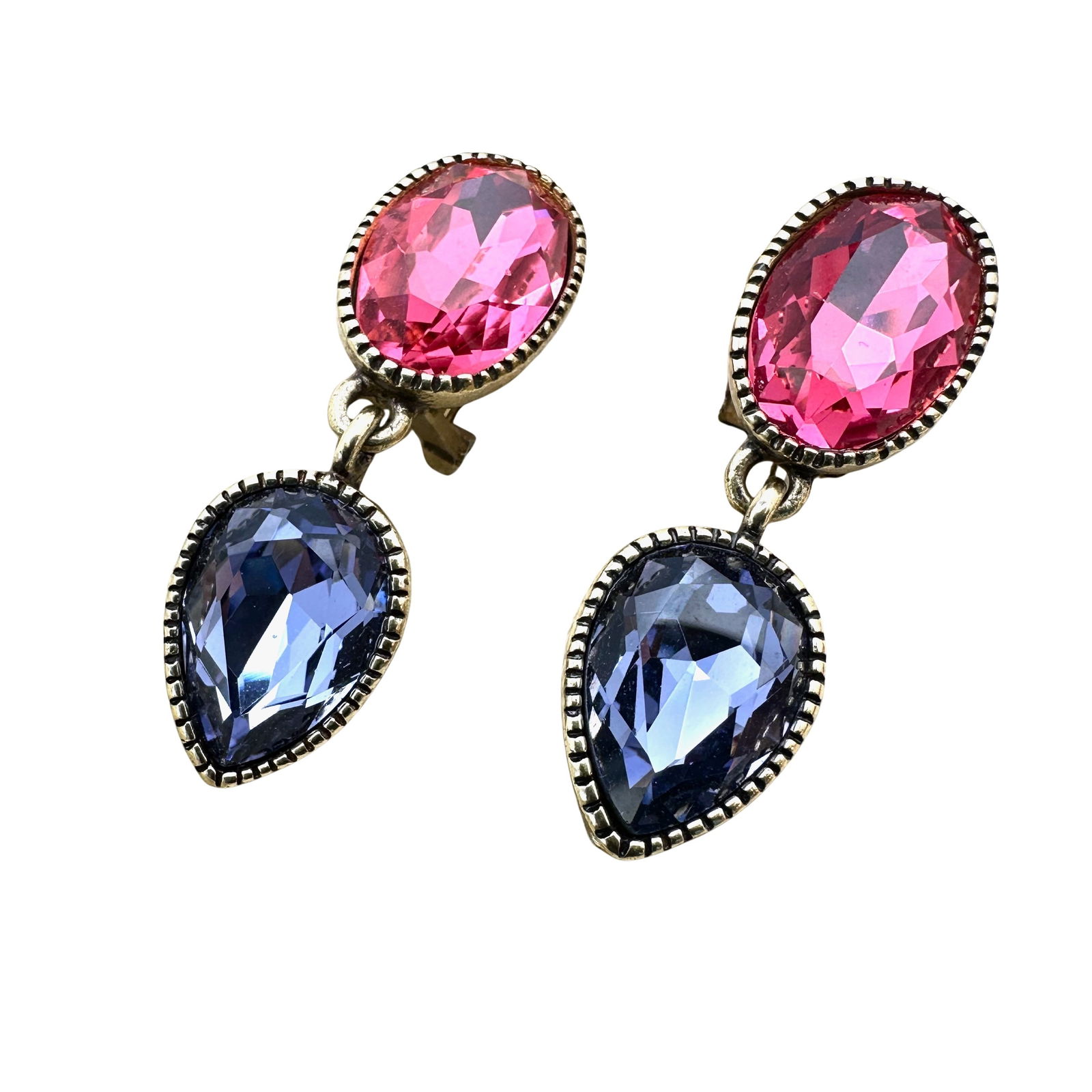 Heidi Daus Pink Purple Crystal Bronze Tone Pierced Lever Back Earrings 1.5 Inch: Heidi Daus Pink Purple Crystal Bronze Tone Pierced Lever Back Earrings 1.5 Inch