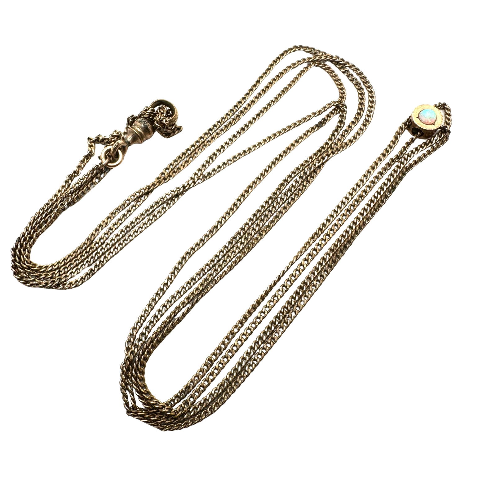 Antique Gold Filled Opal Slide Pocket Watch Chain 24 Inch 8 Grams (1 of 2)