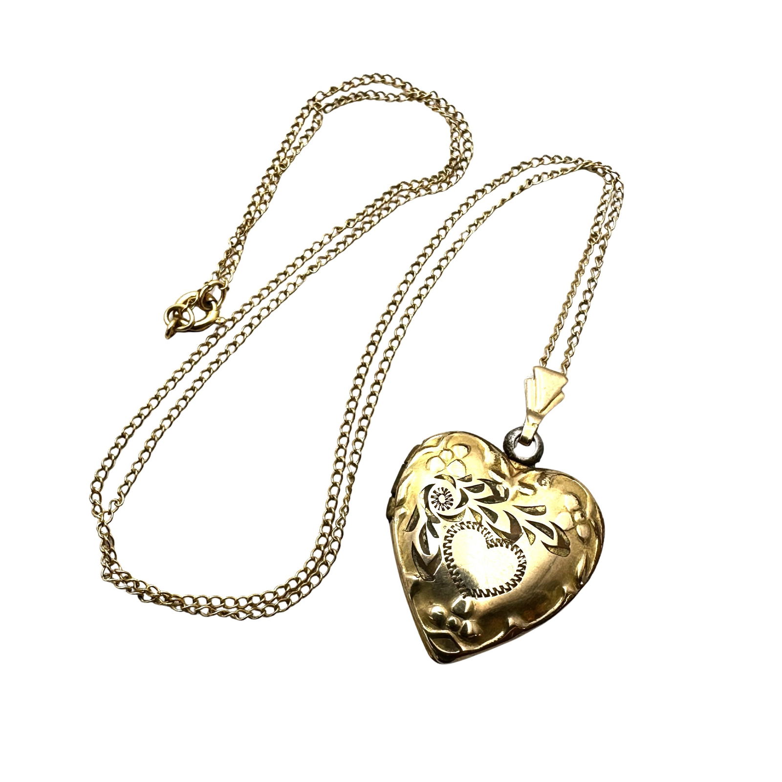 Antique Gold Filled Heart Picture Locket Pendant Necklace 18 Inch Chain 4 Grams (1 of 3)