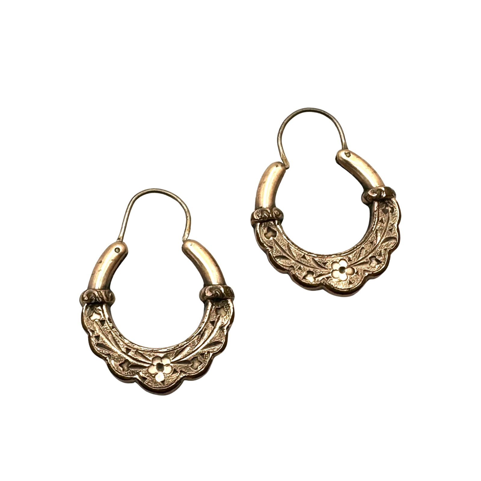 Antique Victorian Gold Filled Pierced Earrings 1 Inch: Antique Victorian Gold Filled Pierced Earrings 1 Inch