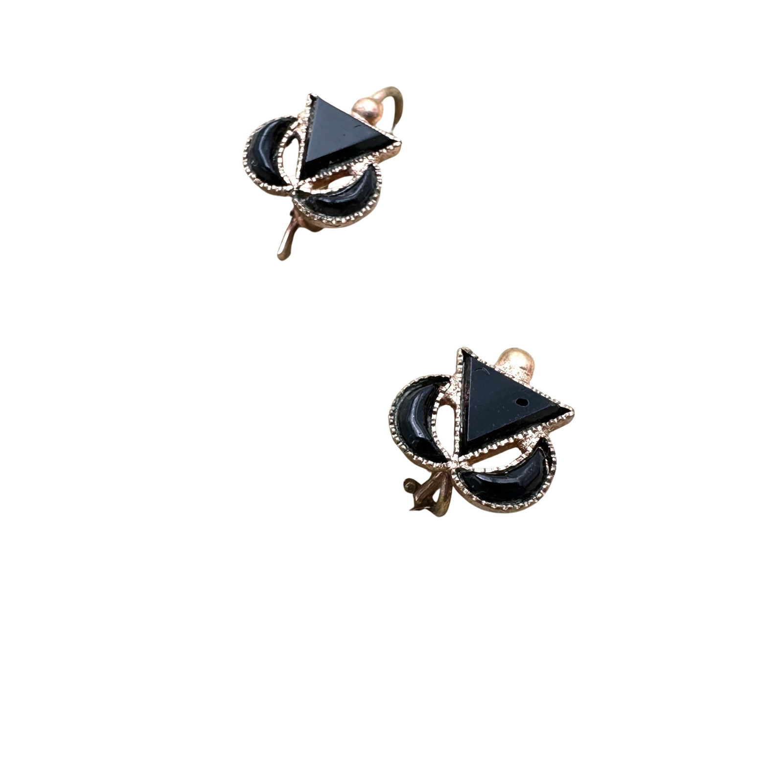 Antique Victorian Black Jet Gold Filled Wire Pierced Earrings 1/2 Inch (1 of 2)