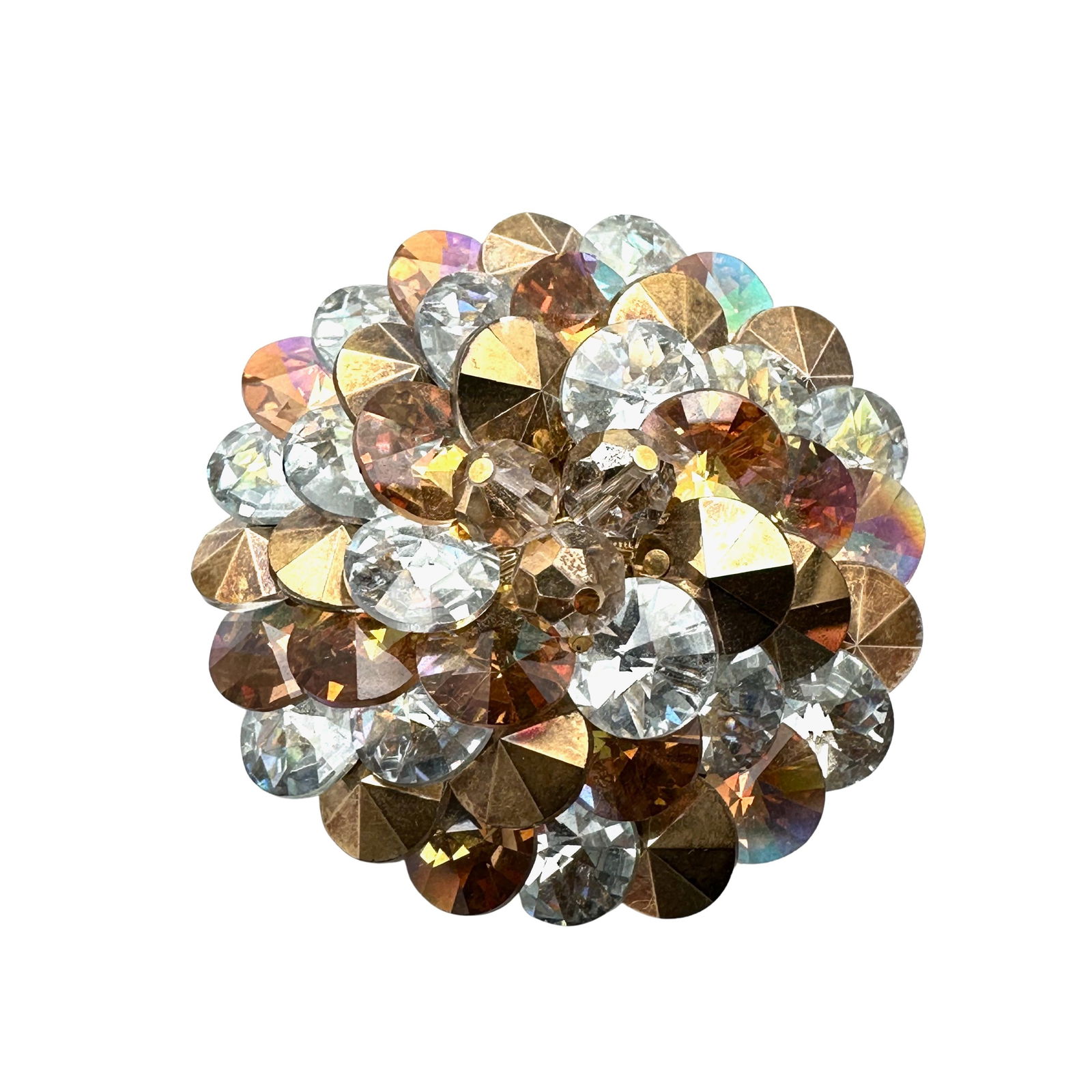 Vintage Vendome Amber & Clear Crystal Gold Tone Brooch Pin 2 Inch: Vintage Vendome Amber & Clear Crystal Gold Tone Brooch Pin 2 Inch