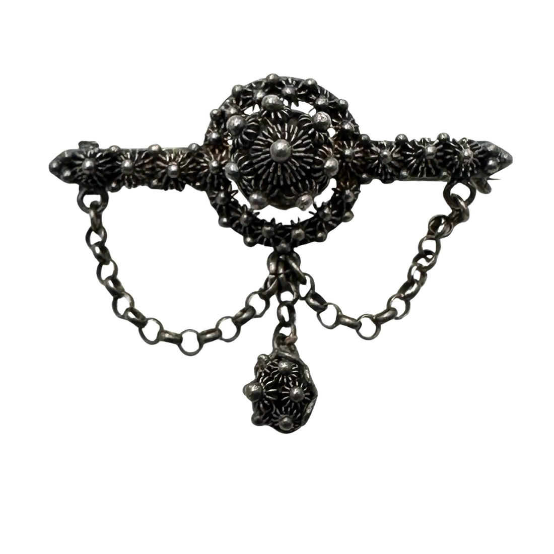 Antique Etruscan 800 Silver Brooch Pin 2 Inch: Antique Etruscan 800 Silver Brooch Pin 2 Inch