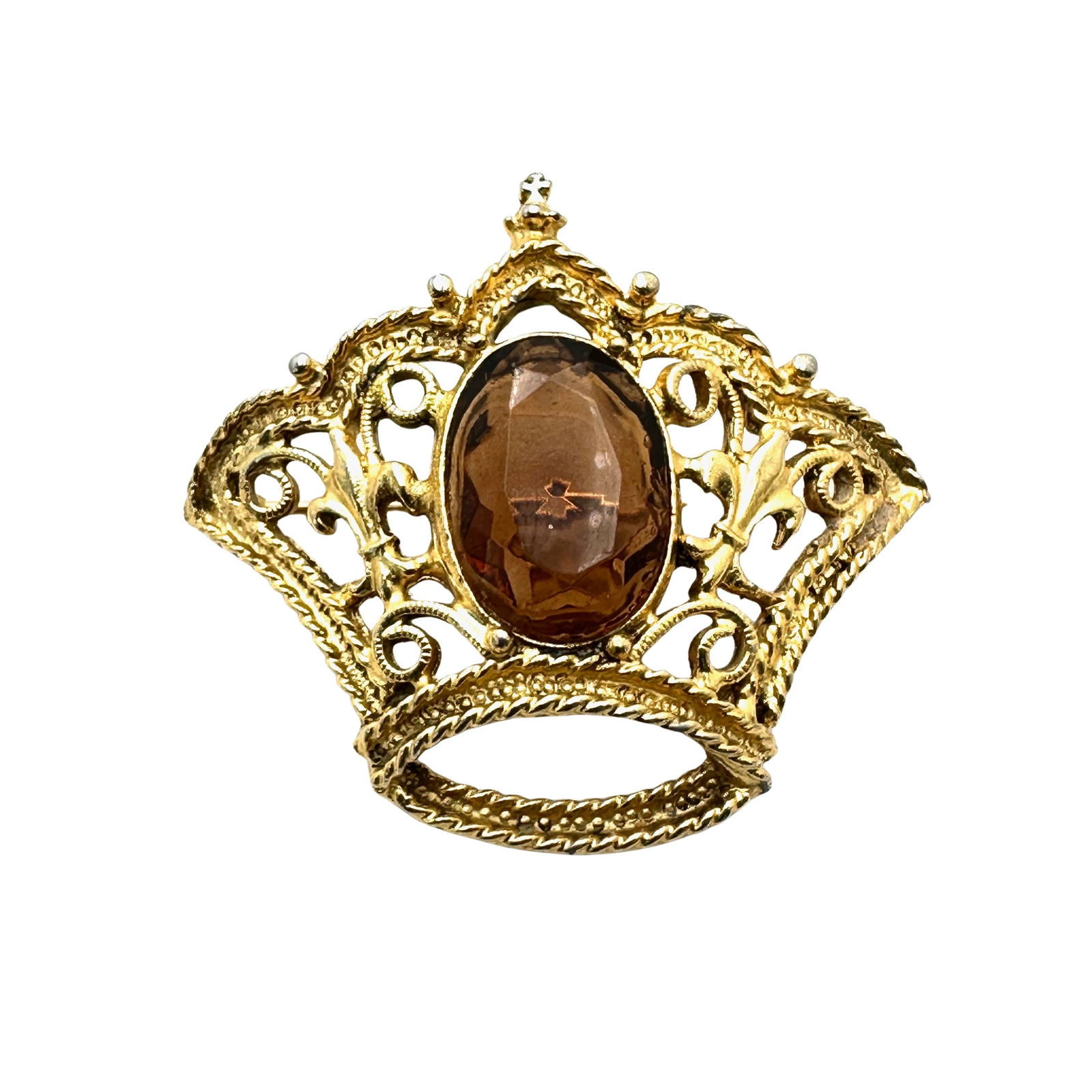 Vintage Purple Glass Rhinestone Gold Tone Crown Brooch Pin 2 Inch: Vintage Purple Glass Rhinestone Gold Tone Crown Brooch Pin 2 Inch