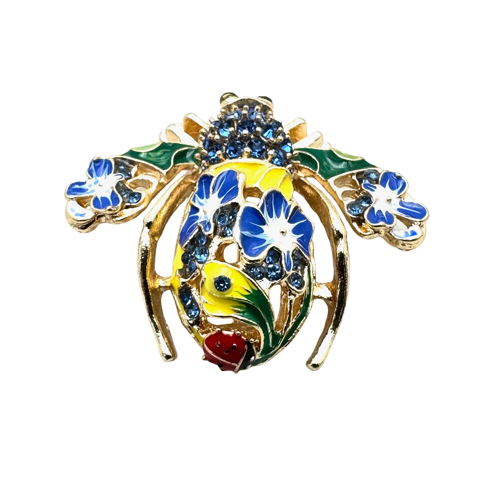 Multicolor Rhinestone Enamel Gold Tone Bee Brooch Pin 2 Inch (1 of 2)