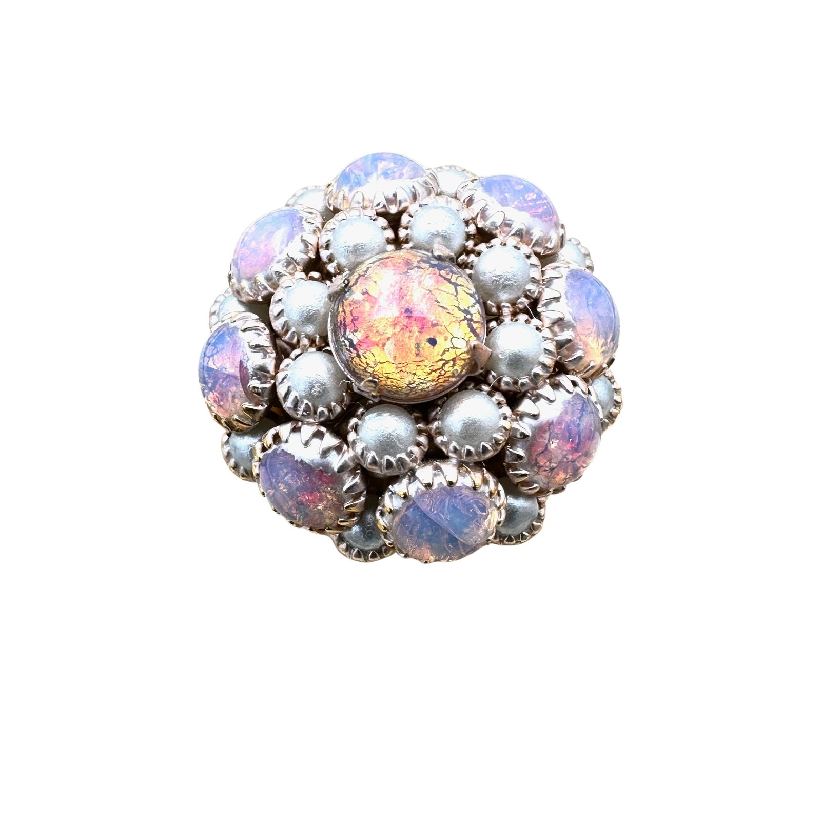 Vintage Jelly Opal Glass Gold Tone Adjustable Ring: Vintage Jelly Opal Glass Gold Tone Adjustable Ring