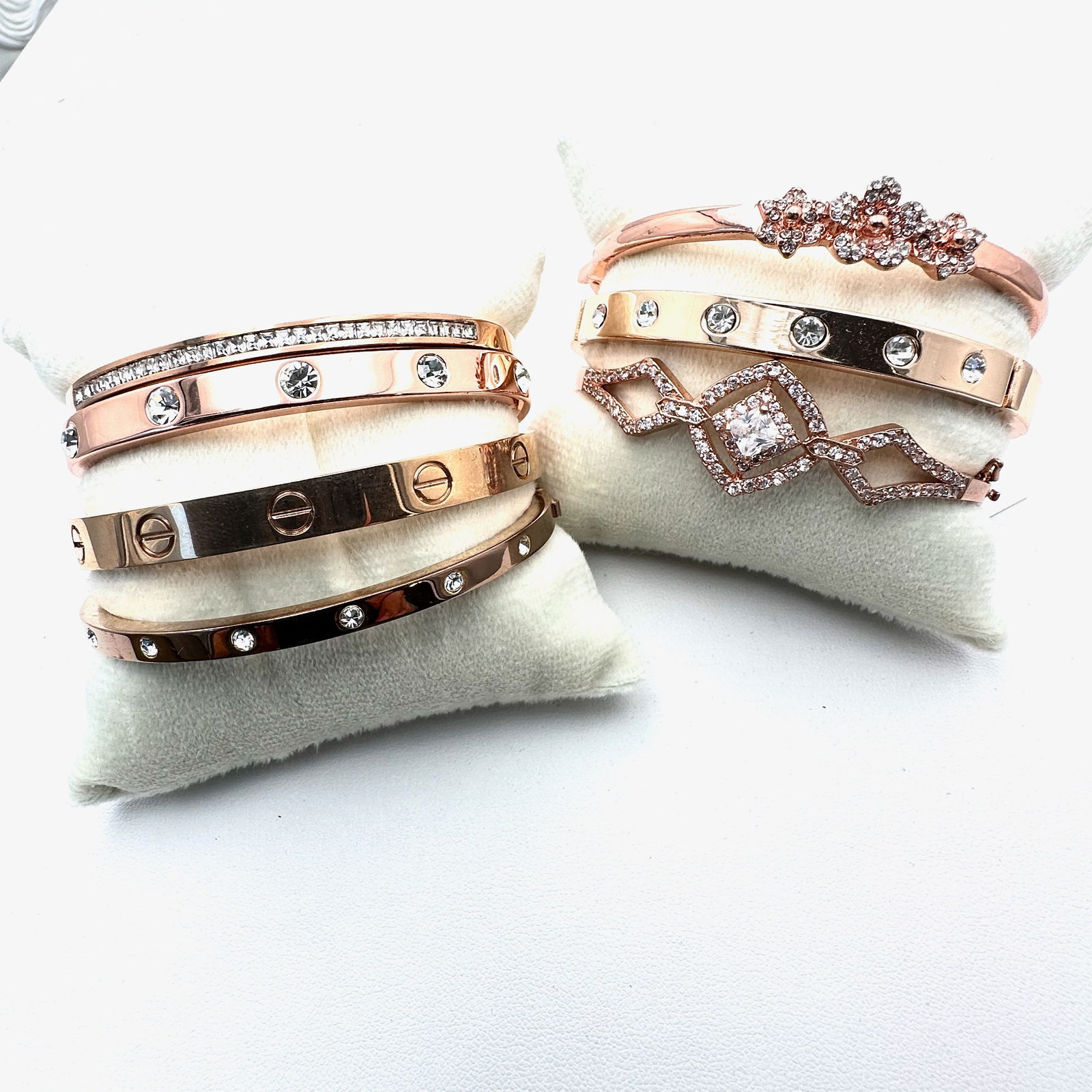 Jewelry Group Lot Bracelets Rose Gold Tone Clear Crystals (1 of 2)