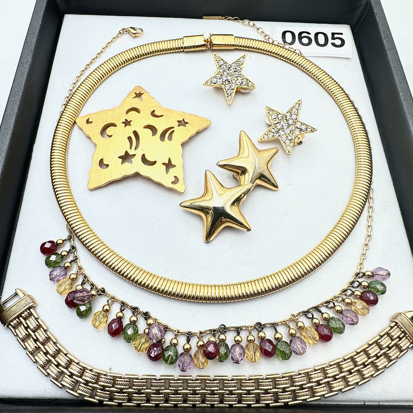 Vintage Jewelry Group Lot Vintage Napier Multicolor Necklace Star Brooch and Earrings Bracelet: Vintage Jewelry Group Lot Vintage Napier Multicolor Necklace Star Brooch and Earrings Bracelet