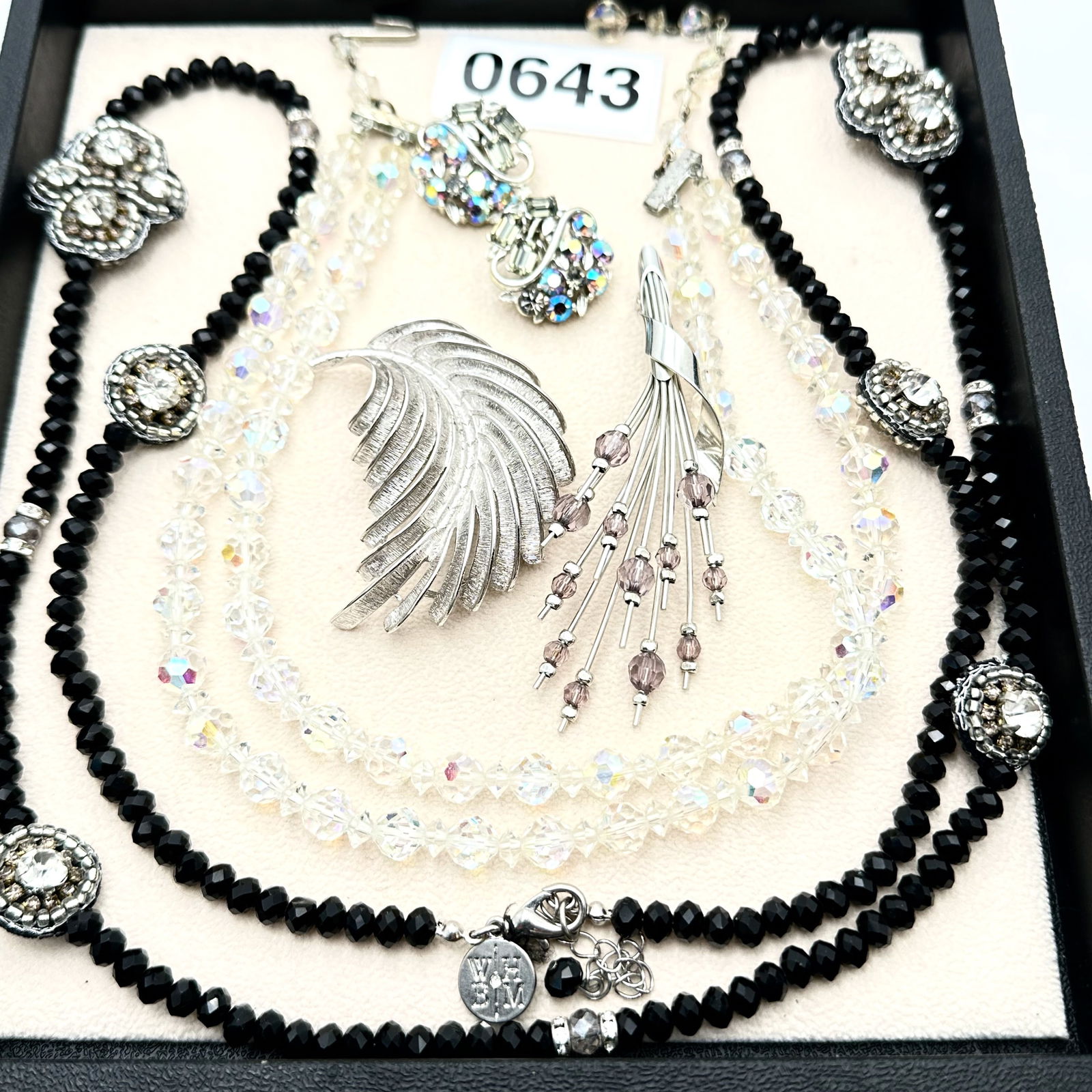 Vintage Jewelry Group Lot Vintage Lisner Earrings Monet Brooch Aurora Borealis Crystal Necklaces (1 of 2)