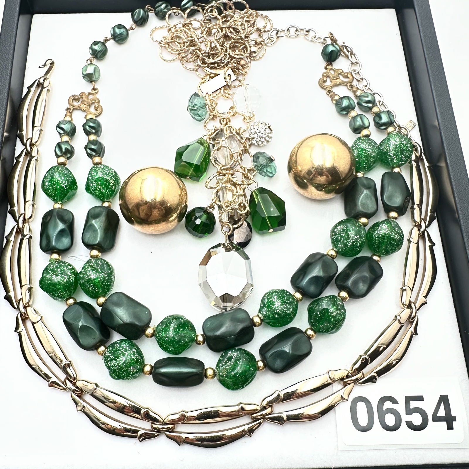 Vintage Jewelry Group Lot Vintage Monet Gold Tone Necklace Napier Earrings Crystal Pendant Necklace (1 of 2)