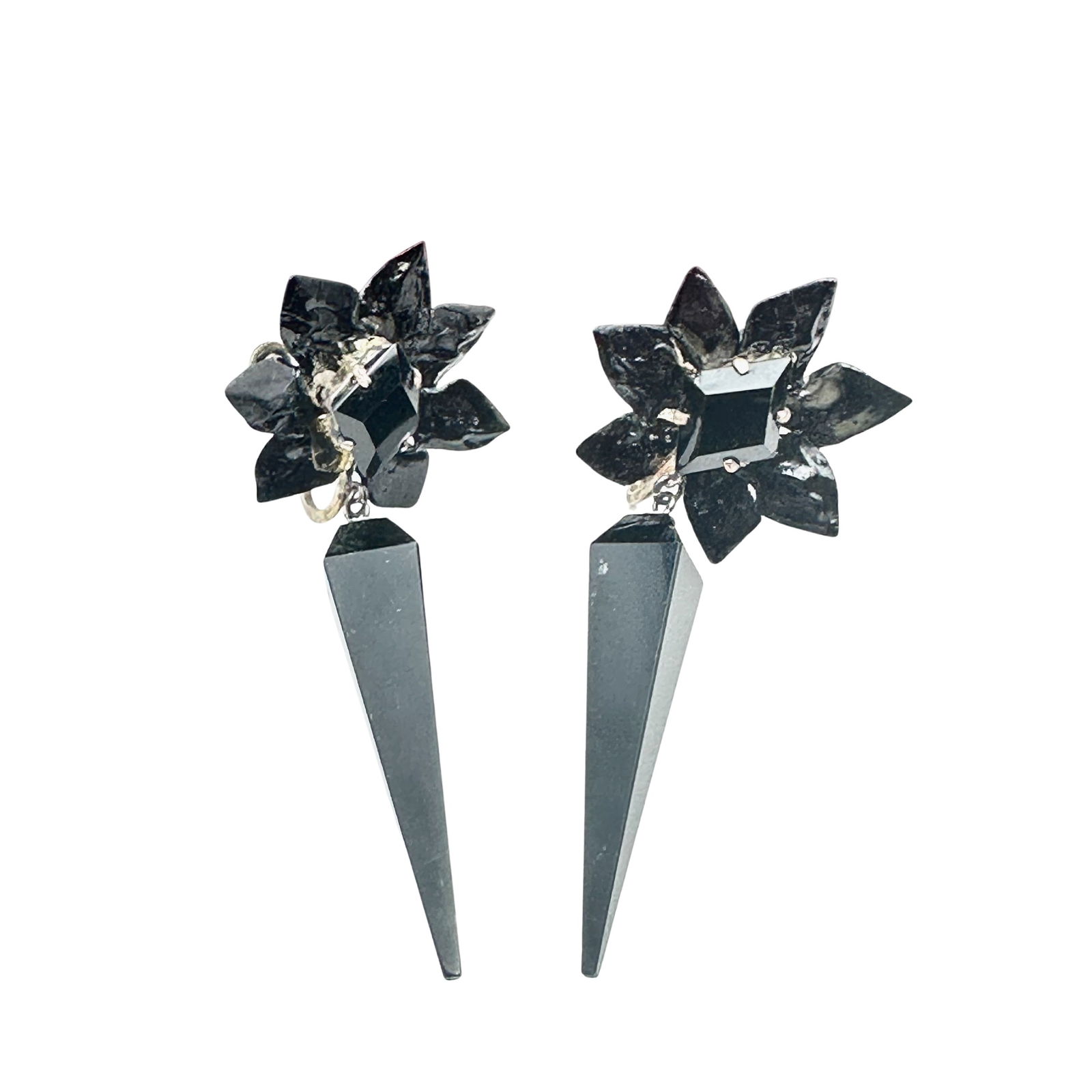 Antique Victorian Black Jet Chandelier Earrings 2.5 Inch (1 of 2)