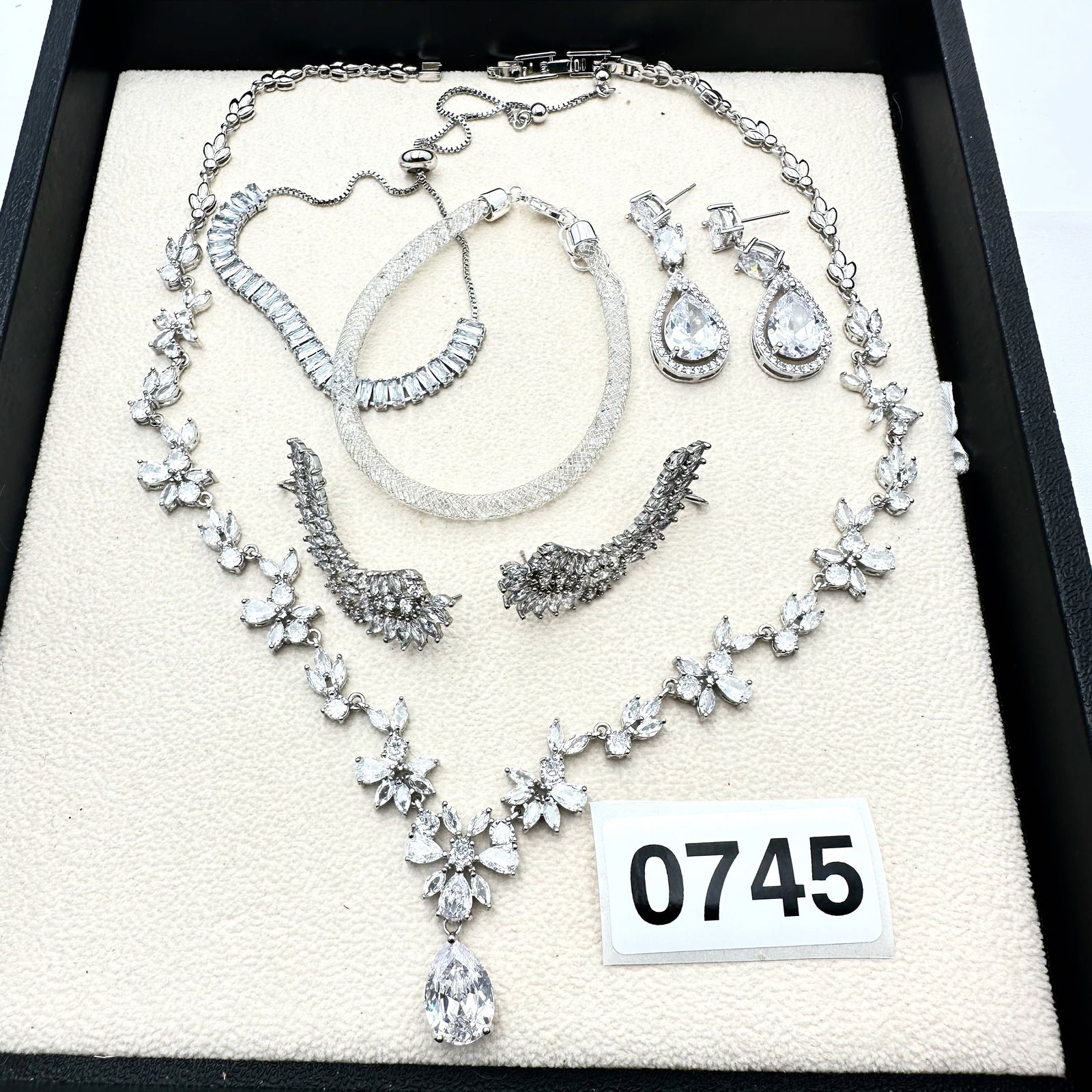 Vintage Jewelry Group Lot Delicate Clear Cubic Zirconia Crystal Necklace Bracelets and Earrings (1 of 2)