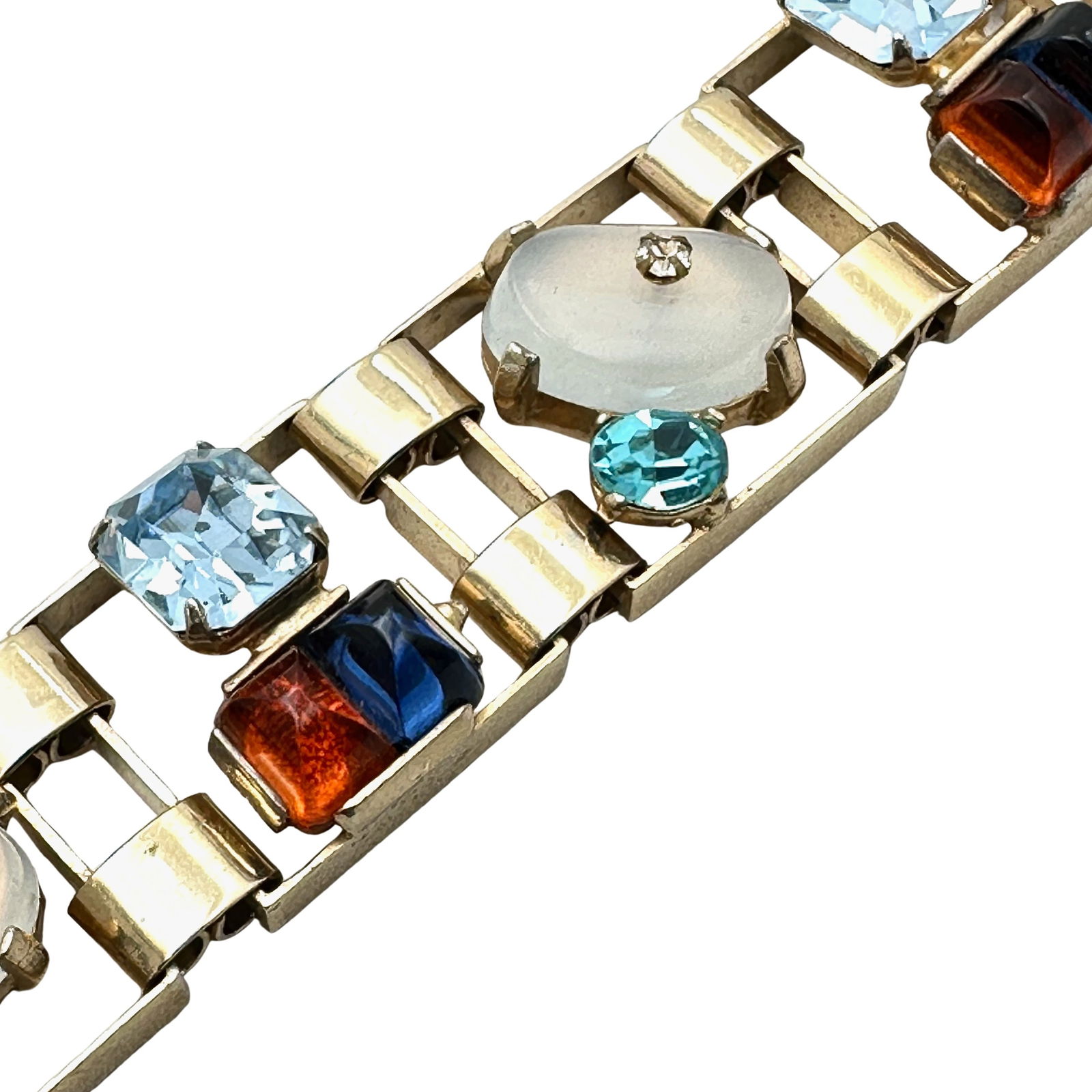 Vintage High End Multicolor Glass Rhinestone Gold Tone Bracelet 7.25 Inch (1 of 3)