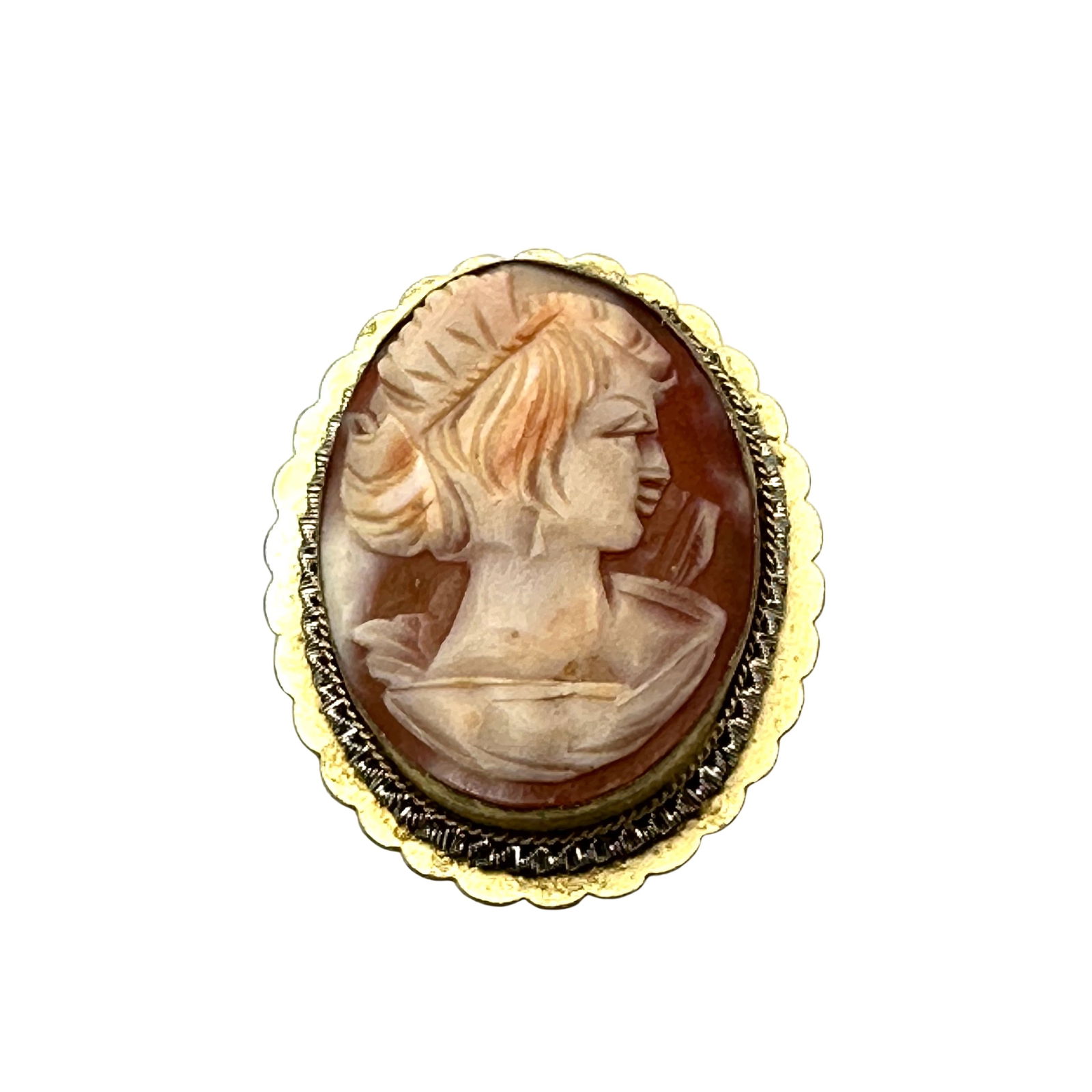 Vintage Carved Shell Cameo Brooch Pin Pendant 1.5 Inch Signed MP800 (1 of 2)