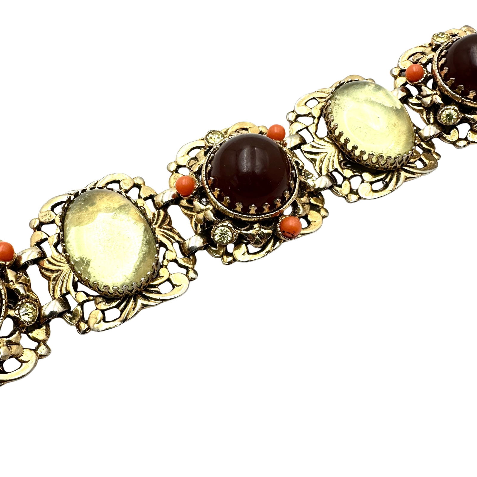 Vintage Wide Multicolor Lucite Wide Cabochon Gold Tone Bracelet 7.5 Inch (1 of 3)