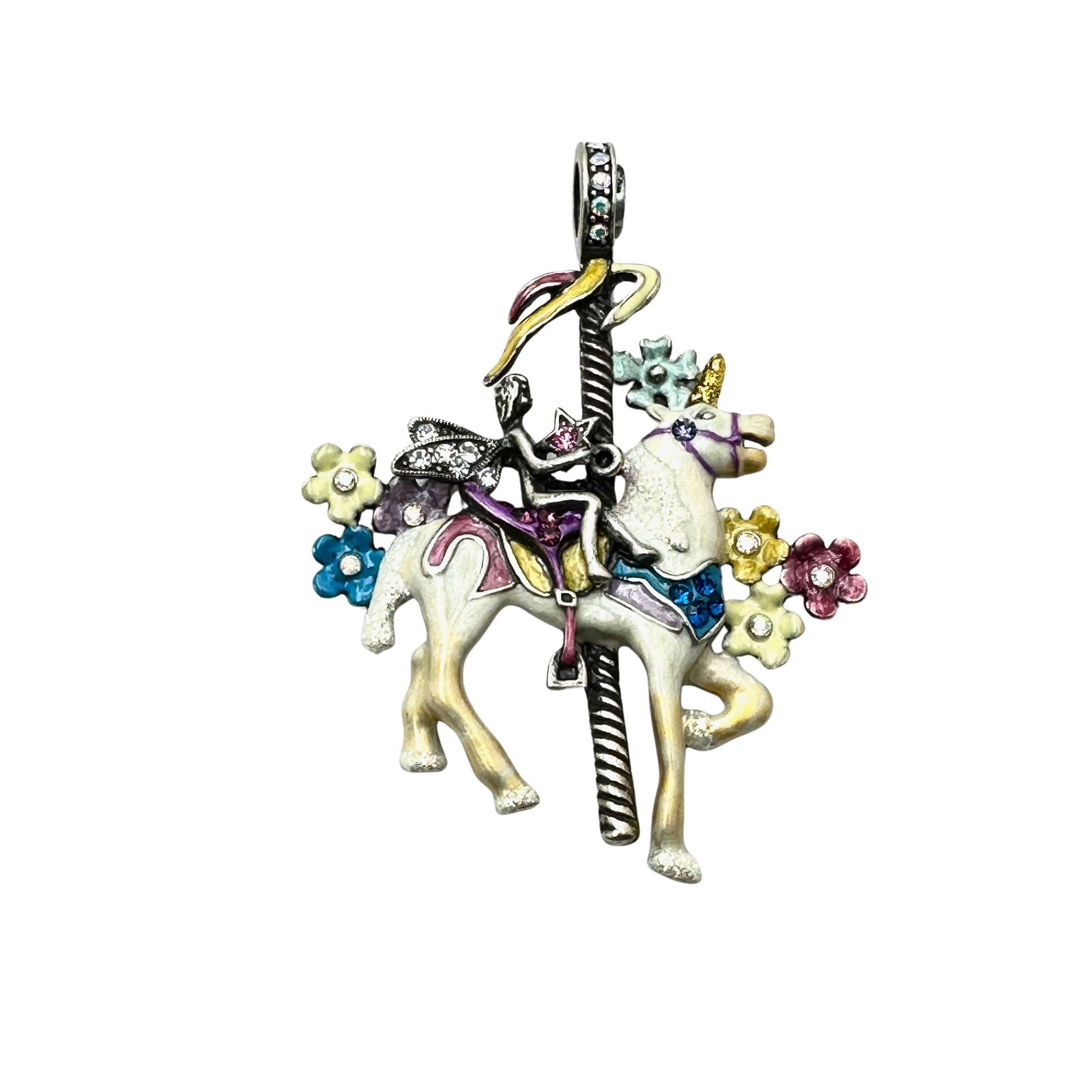 Kirks Folly Carousel Horse Magnetic Pendant Silver Tone Crystal Enamel 2.5 Inch: Kirks Folly Carousel Horse Magnetic Pendant Silver Tone Crystal Enamel 2.5 Inch