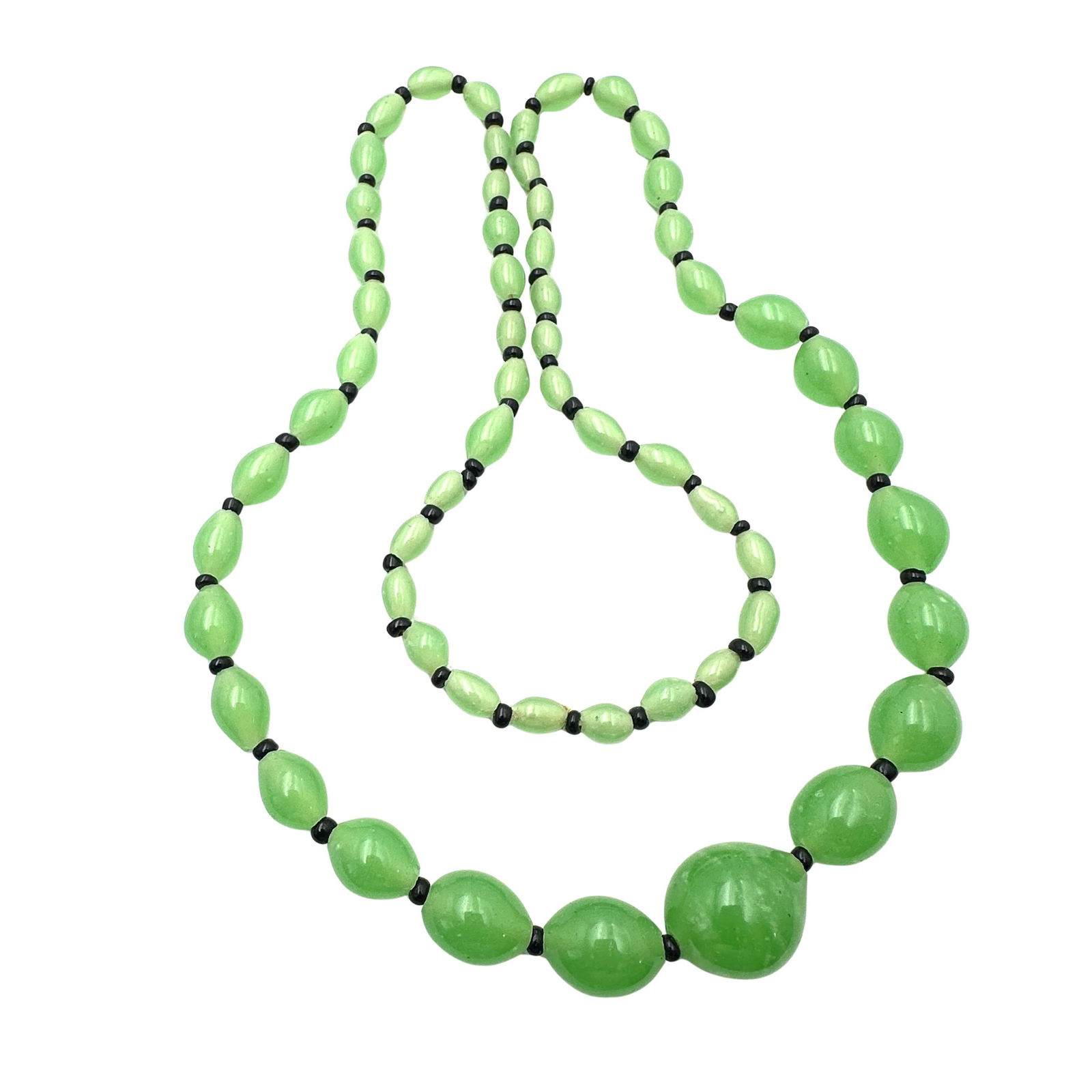 Antique Czech Glass Green Bead Necklace 26 Inch Necklace Uranium? (1 of 2)