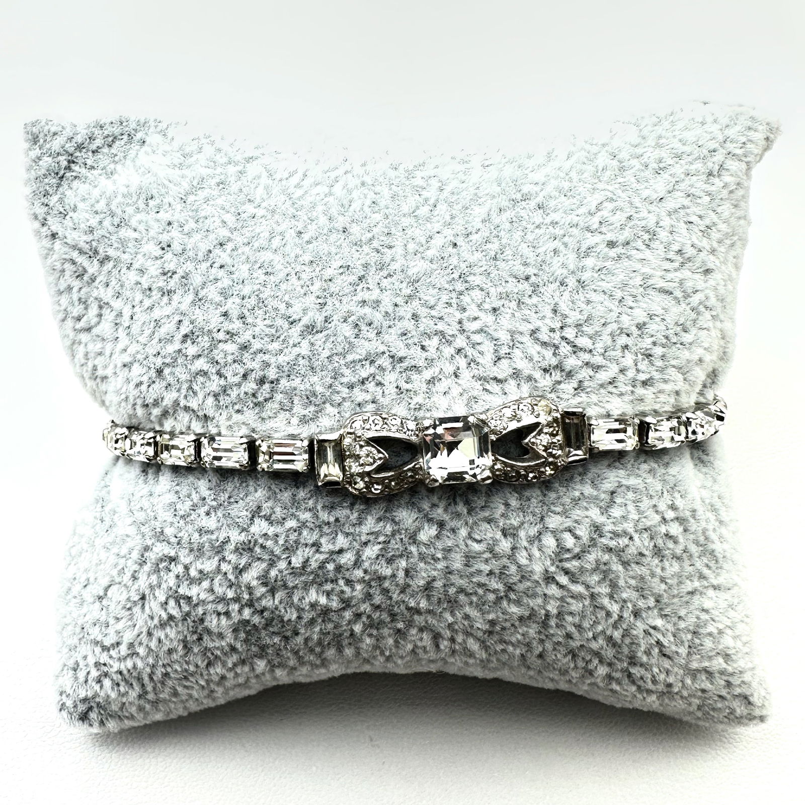 Vintage Mazer Clear Glass Rhinestone Silver Tone Bracelet 6.75 Inch: Vintage Mazer Clear Glass Rhinestone Silver Tone Bracelet 6.75 Inch
