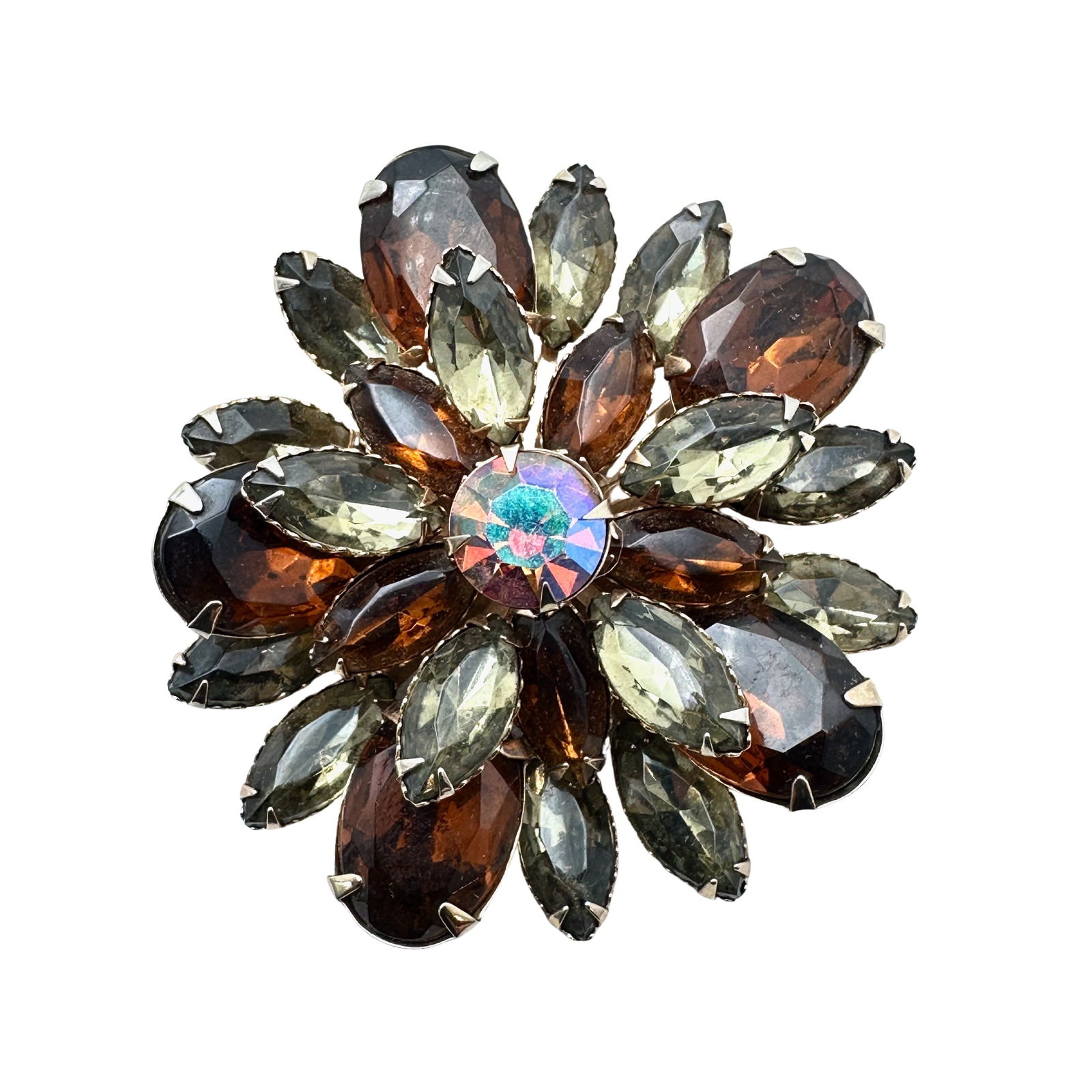 Vintage Amber Colored Glass Rhinestone Gold Tone Brooch Pin 2.5 Inch Unsigned Beau Jewels or Judy: Vintage Amber Colored Glass Rhinestone Gold Tone Brooch Pin 2.5 Inch Unsigned Beau Jewels or Judy Lee