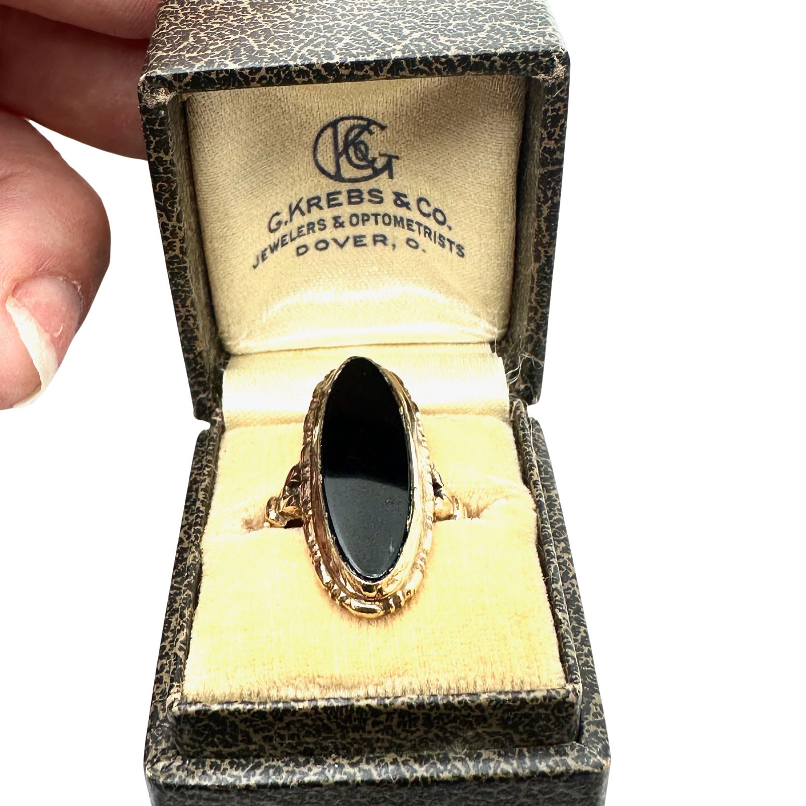 Antique Gold Filled Black Onyx Ring Size 3.5 Ring Box Included: Antique Gold Filled Black Onyx Ring Size 3.5 Ring Box Included