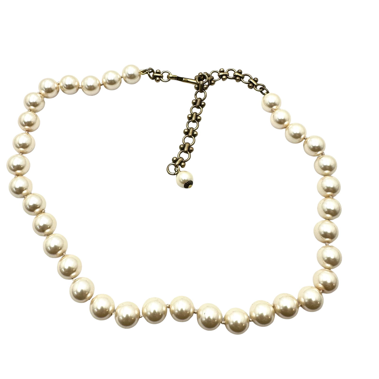 Heidi Daus Glass Faux Pearl Bronze Tone Necklace 18 Inch (1 of 2)