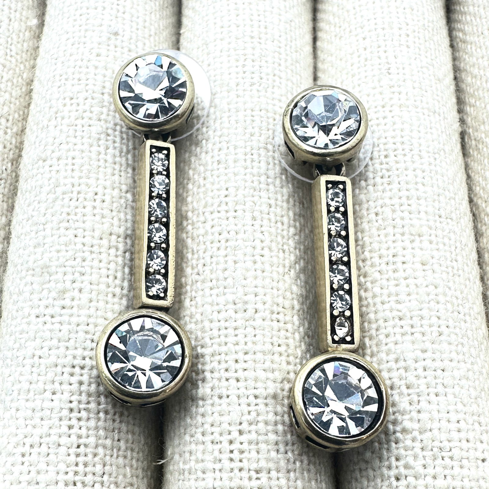 Heidi Daus Clear Crystal Bronze Tone Pierced Earrings 1.5 Inch: Heidi Daus Clear Crystal Bronze Tone Pierced Earrings 1.5 Inch