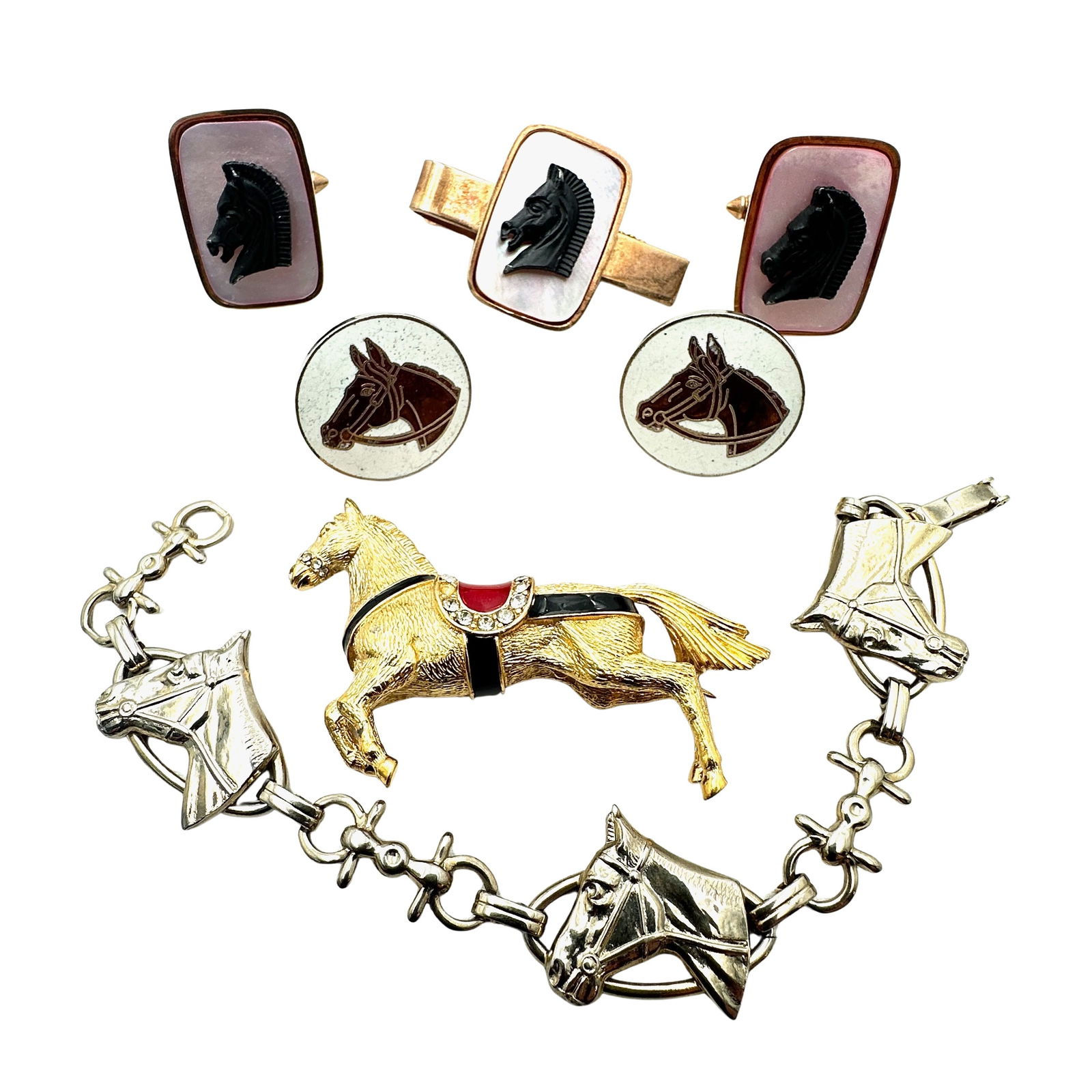 Vintage Jewelry Group Ciner Horse Brooch Pin Equestrian Bracelet Cufflinks (1 of 3)