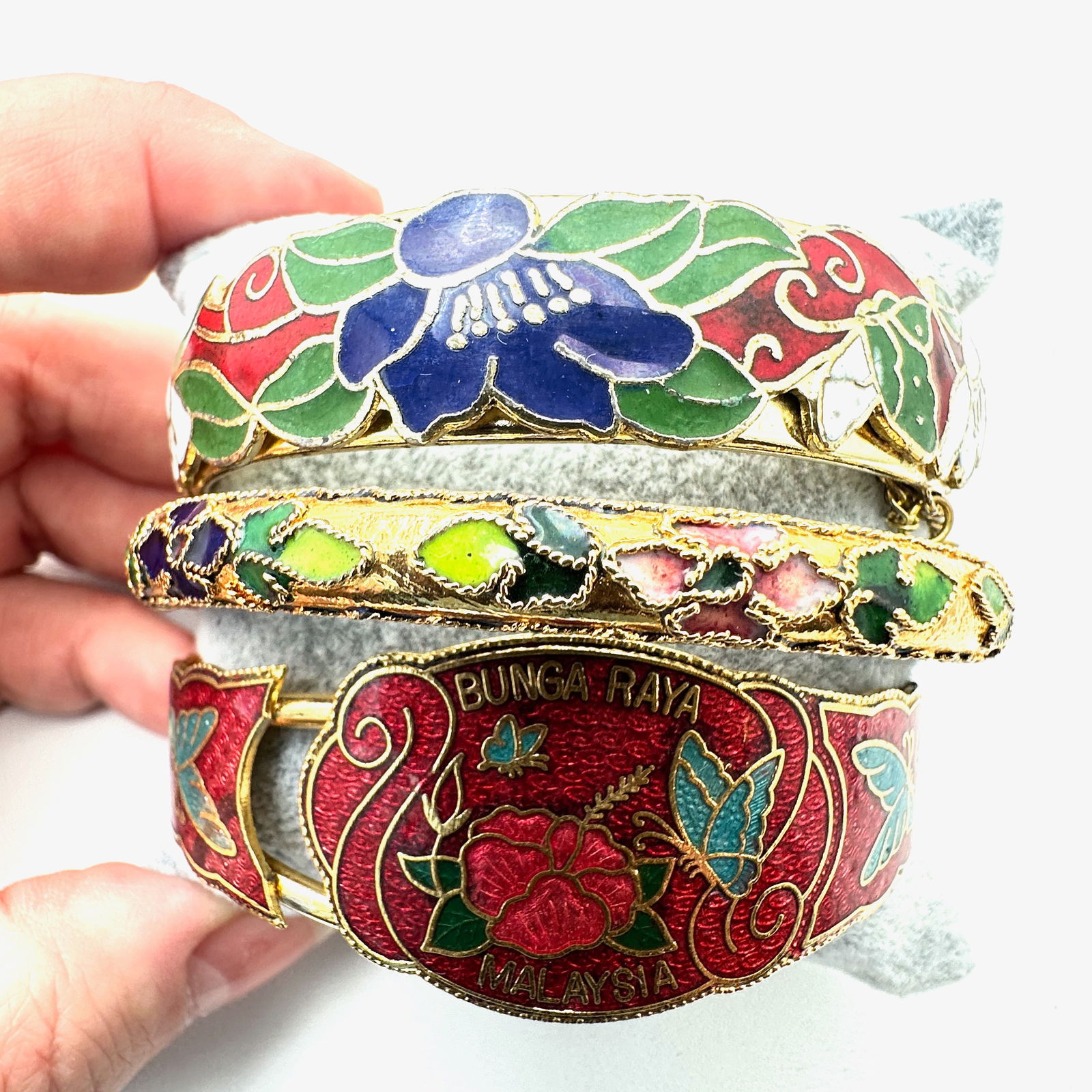 Vintage Jewelry Group Chinese Export Multicolor Cloisonne Bangle Bracelets (1 of 2)