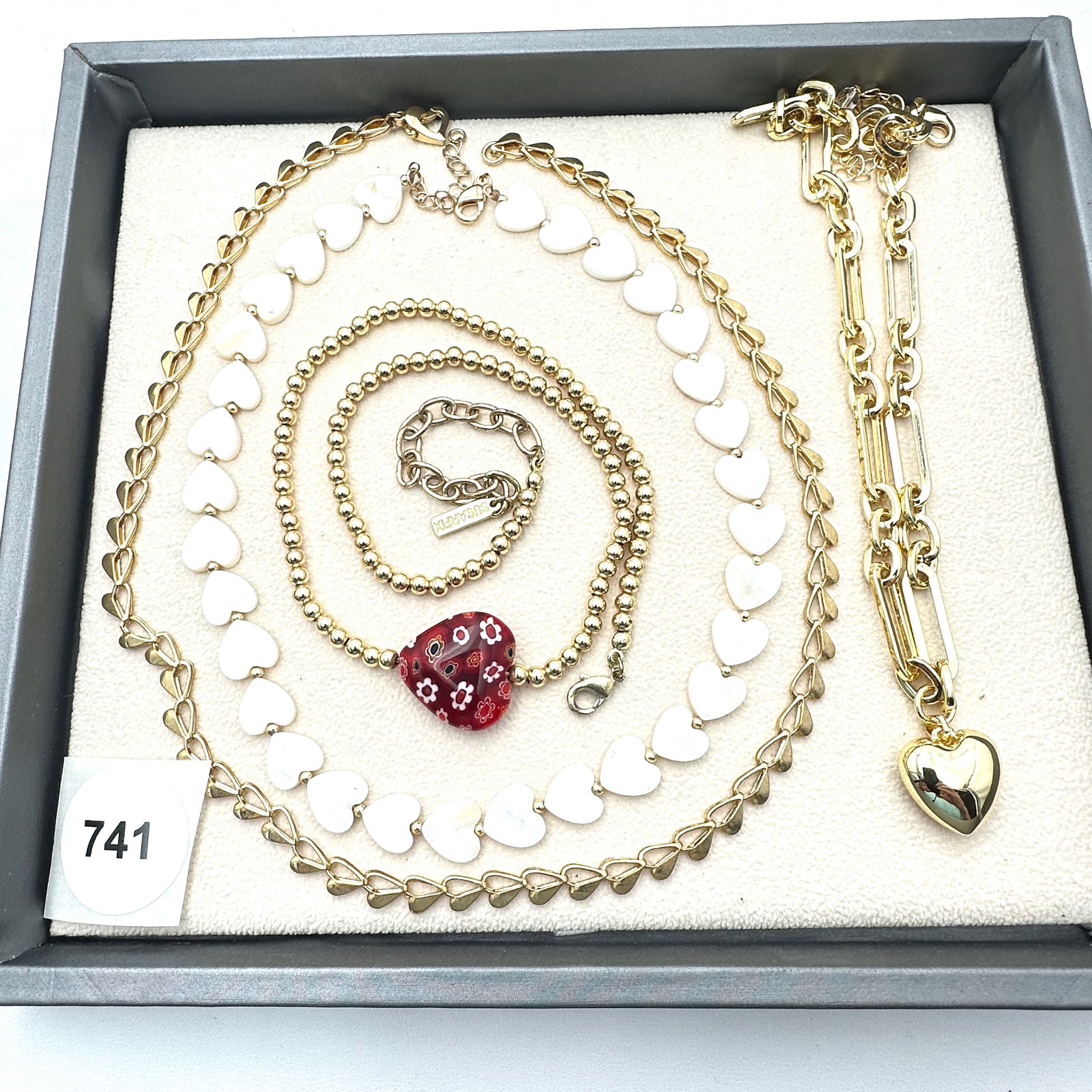 Vintage Jewelry Group Gold Tone Necklaces Heart Designs Murano Glass Pearl: Vintage Jewelry Group Gold Tone Necklaces Heart Designs Murano Glass Pearl