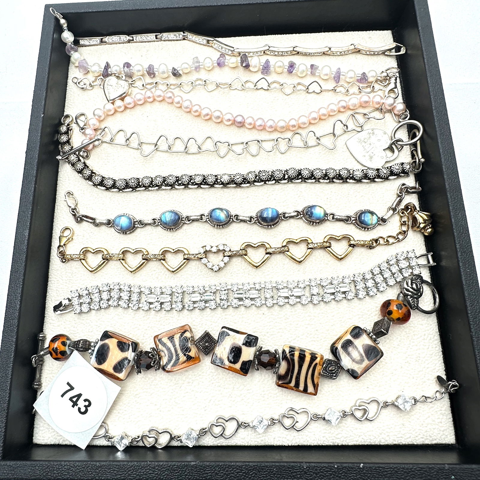 Vintage Jewelry Group Silver Tone Bracelets Rhinestones Crystal Hearts (Not Sterling Silver): Vintage Jewelry Group Silver Tone Bracelets Rhinestones Crystal Hearts (Not Sterling Silver)