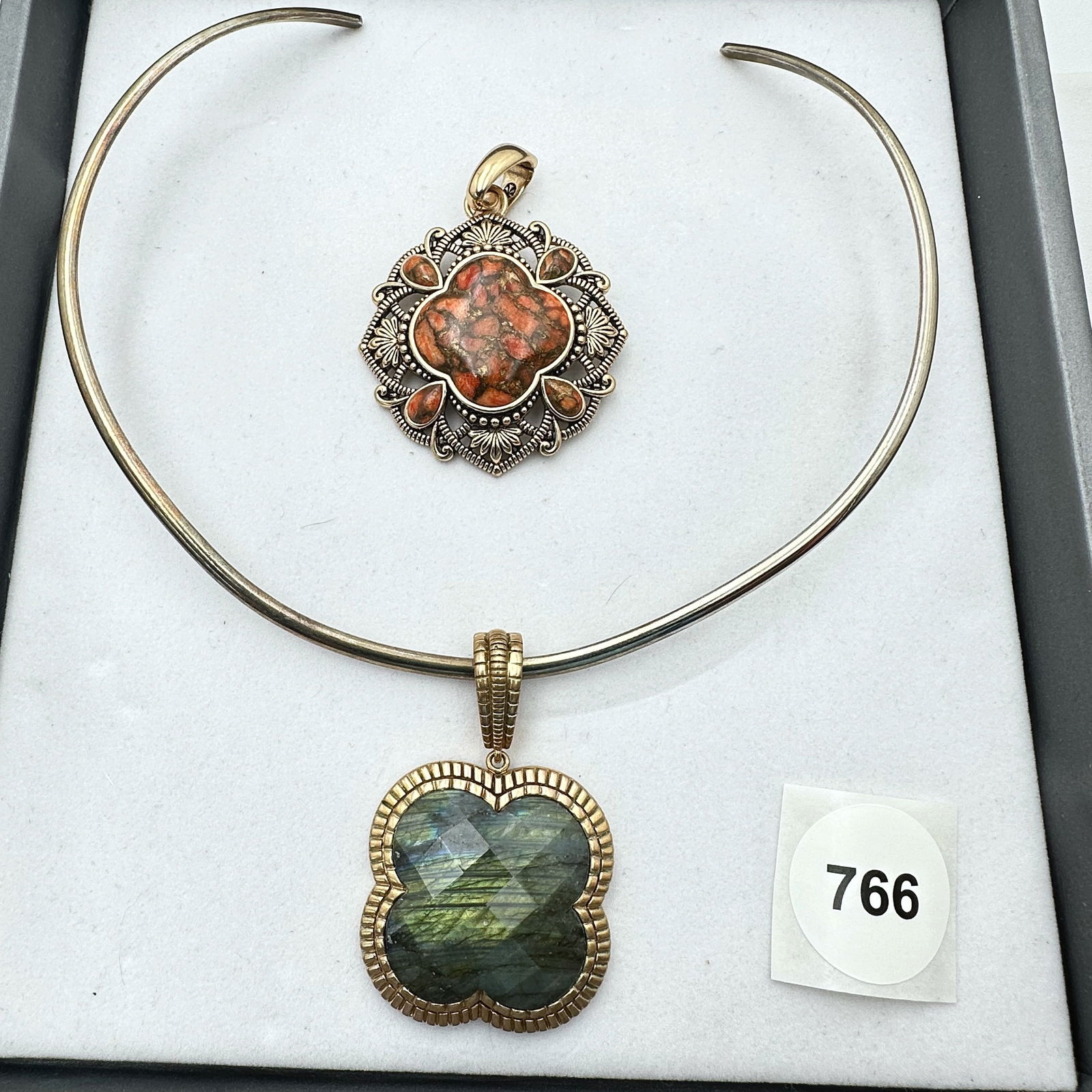 Vintage Jewelry Group Barse Necklace and Two Gemstone Pendants Gold Tone (1 of 2)