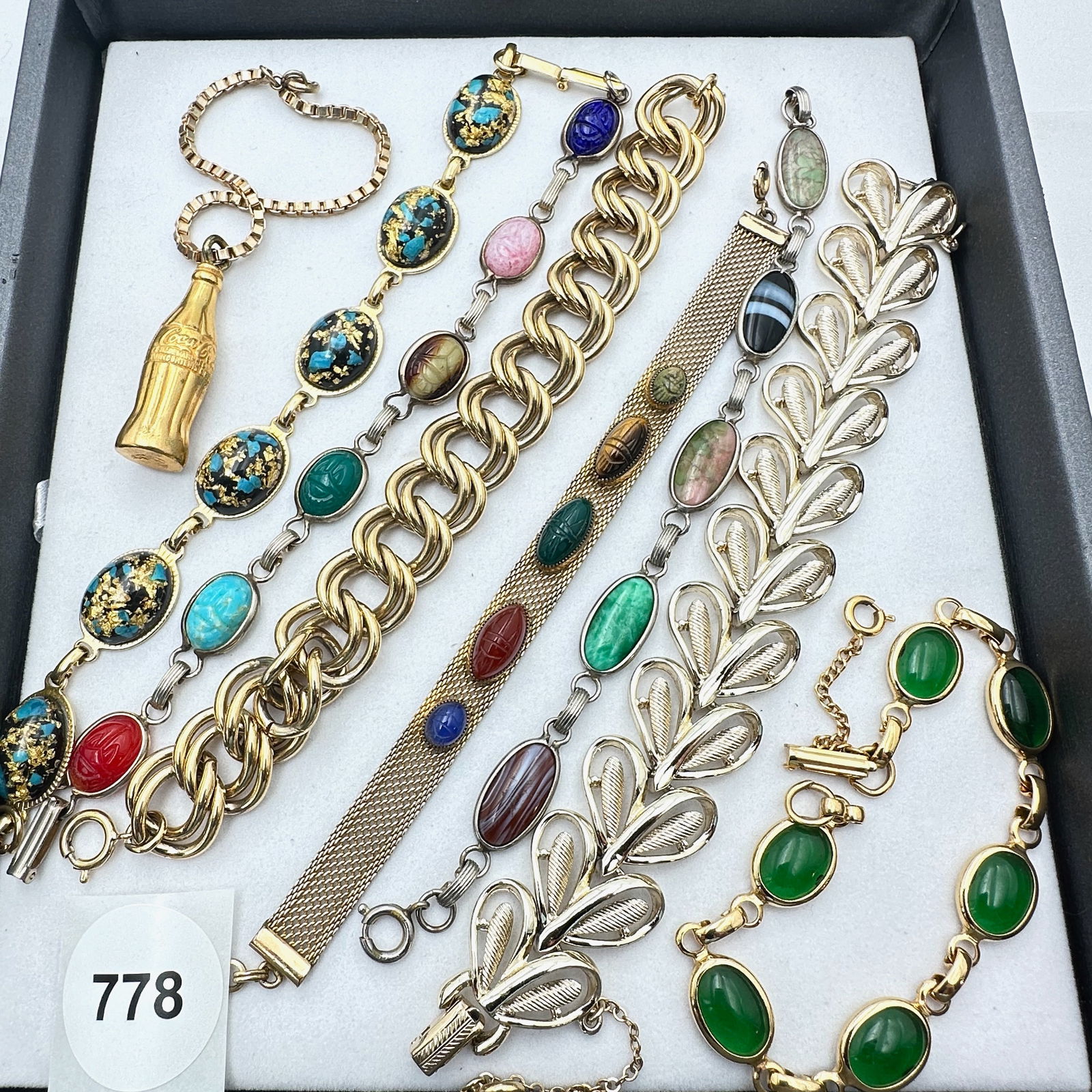 Vintage Jewelry Group Bracelets Scarab Gemstone Coca Cola (1 of 2)
