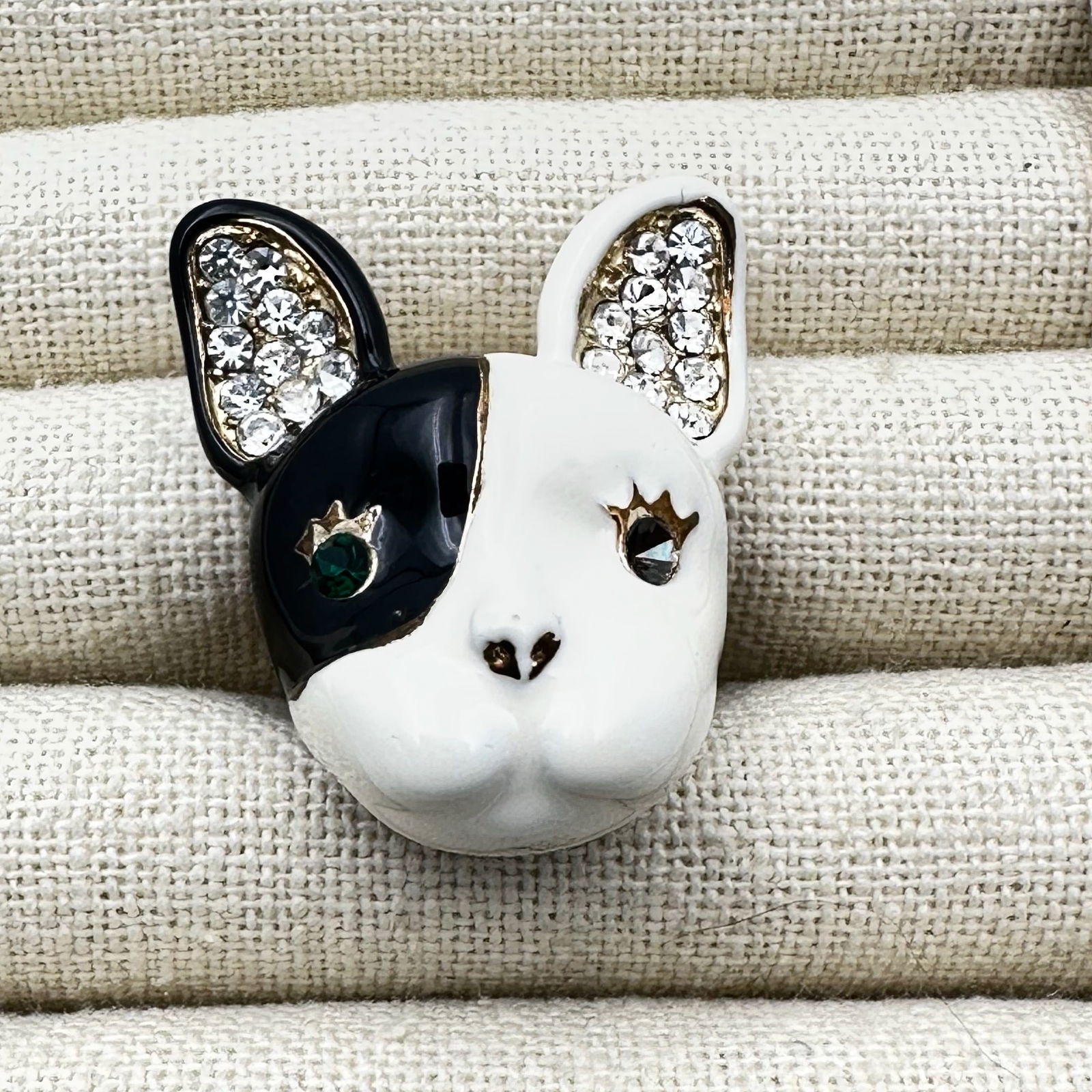 Betsy Johnson Boston Terrier French Bulldog Enamel Crystal Ring Size 6.5: Betsy Johnson Boston Terrier French Bulldog Enamel Crystal Ring Size 6.6