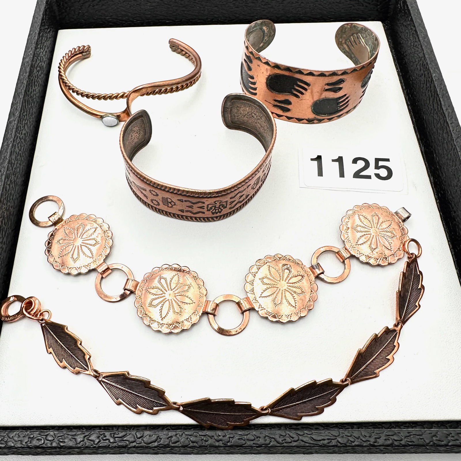 Vintage American Southwest Copper Group of Bracelets Cuffs Turquoise Line Bracelets: Vintage American Southwest Copper Group of Bracelets Cuffs Turquoise Line Bracelets