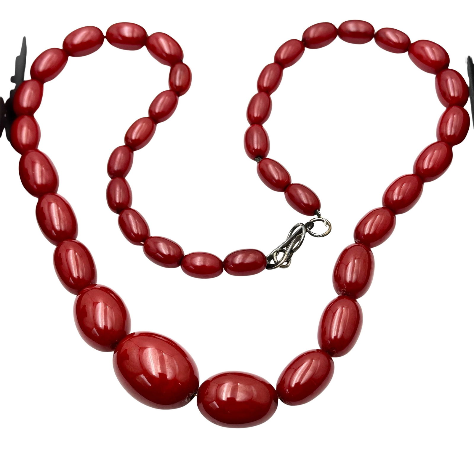 Vintage Faturan Cherry Amber Bakelite Bead Necklace 26 Inch Bead 15mm to 30 mm Weight 72 Grams (1 of 2)