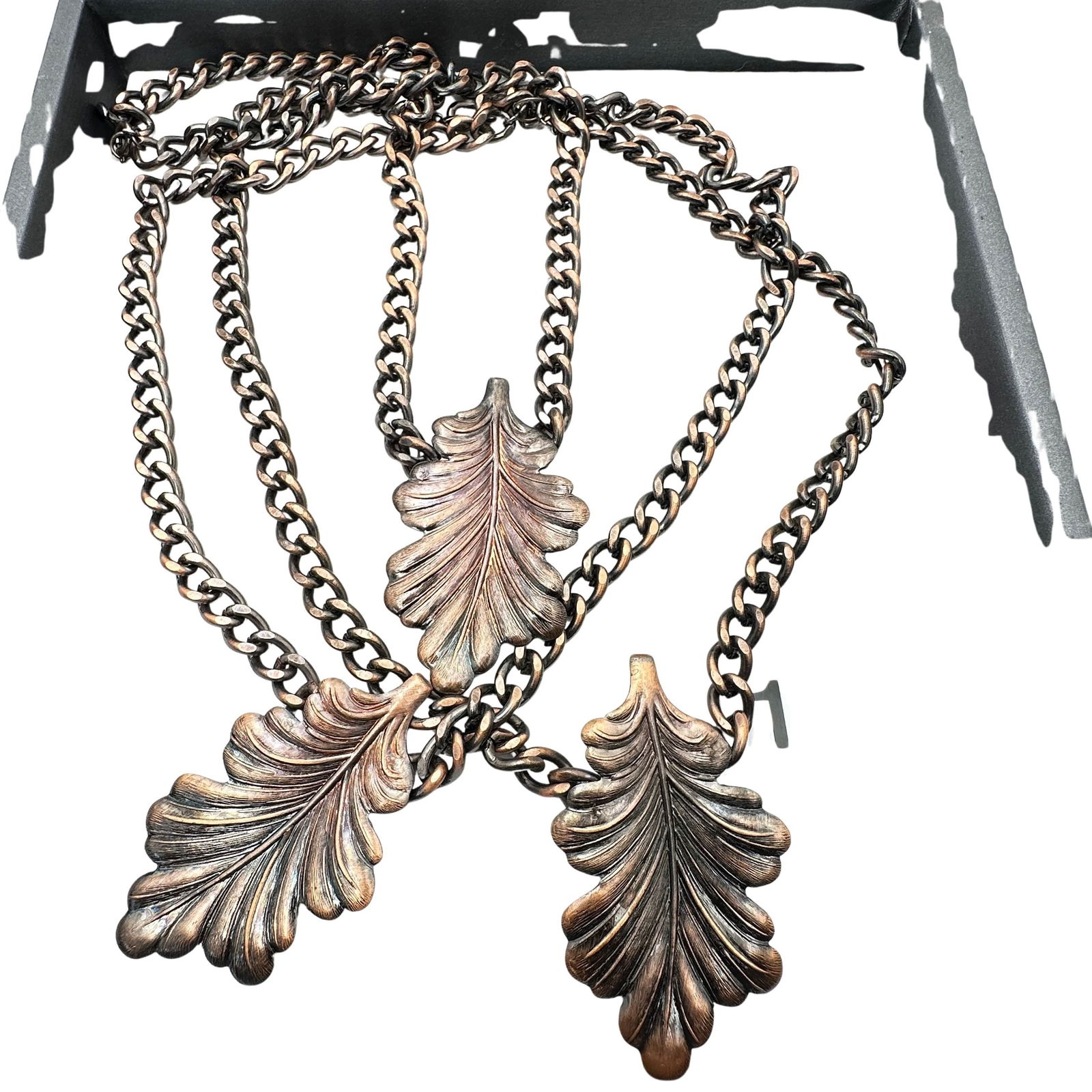 Vintage Copper Layering Necklaces 16 Inch Leaf Design Pendant: Vintage Copper Layering Necklaces 16 Inch Leaf Design Pendant