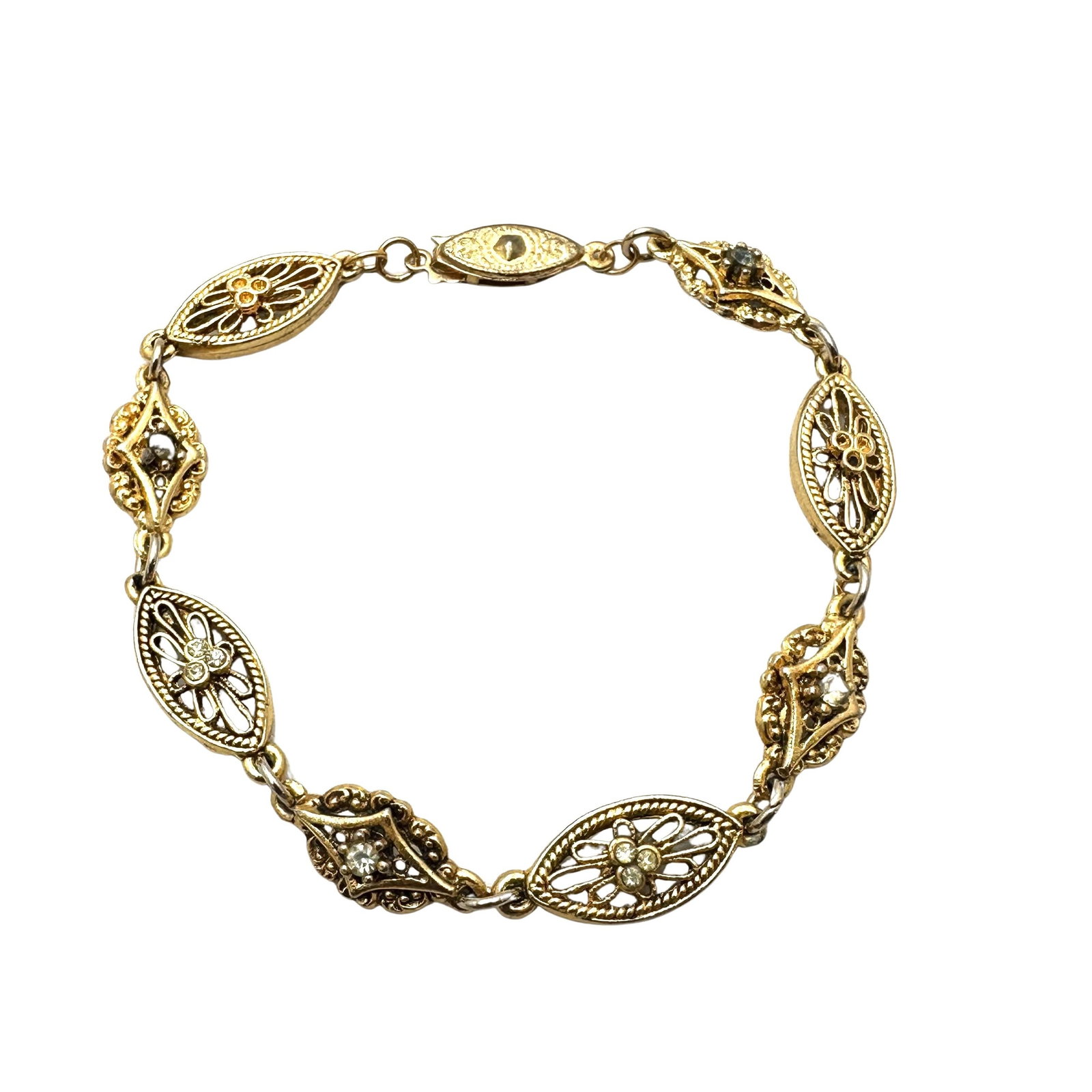 Vintage Victorian Revival Gold Tone Bracelet 7.5 Inch Length (1 of 2)