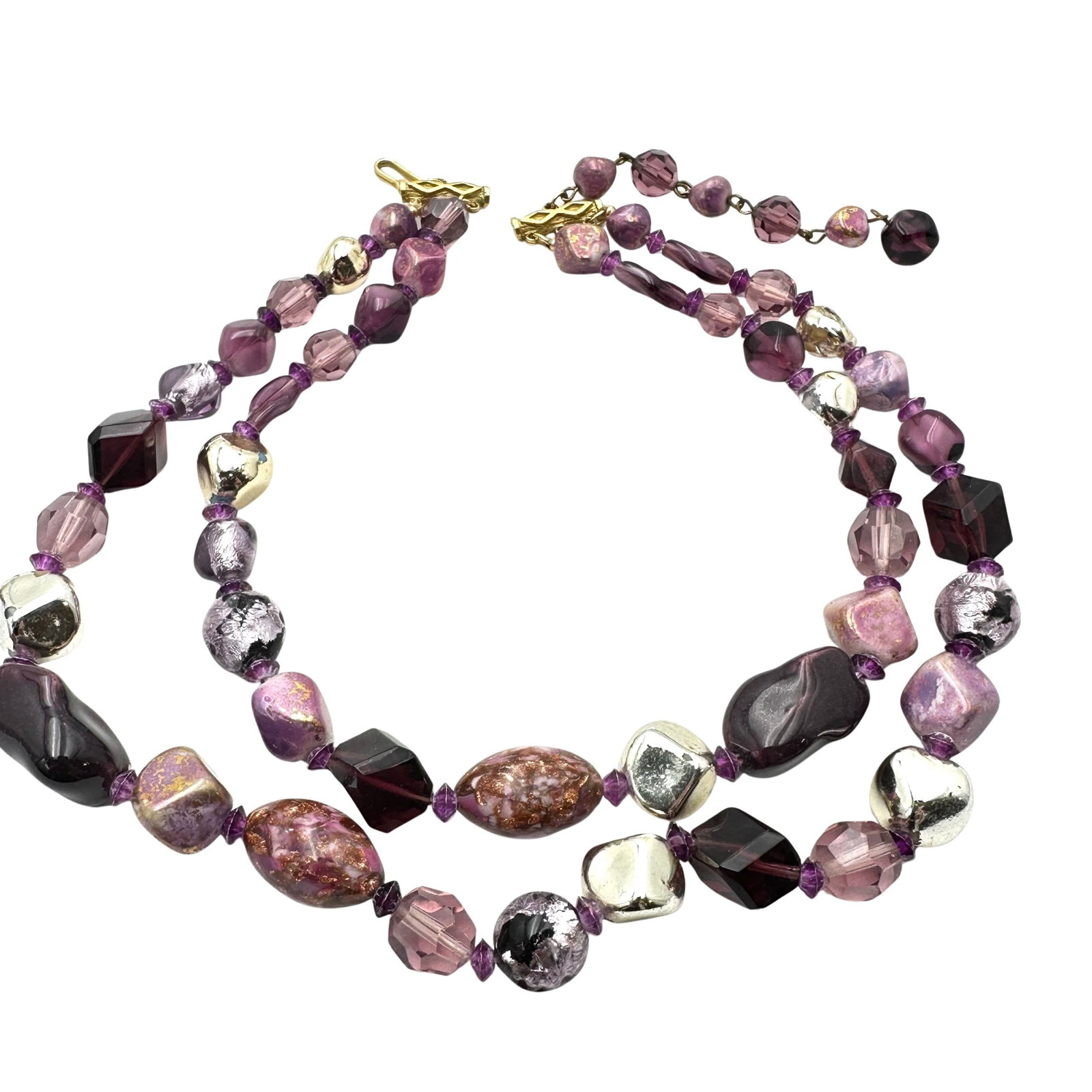 Vintage Hattie Carnegie Purple Glass Murano Bead Gold Tone Multi Strand Necklace 16 Inch: Vintage Hattie Carnegie Purple Glass Murano Bead Gold Tone Multi Strand Necklace 16 Inch