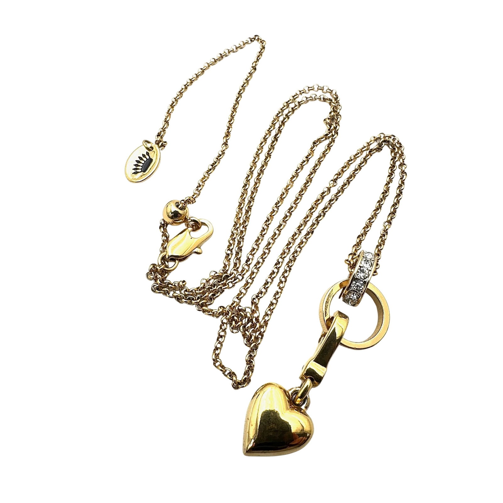 Juicy Couture Clear Crystal Gold Tone Heart Pendant Necklace 24 Inch Chain: Juicy Couture Clear Crystal Gold Tone Heart Pendant Necklace 24 Inch Chain
