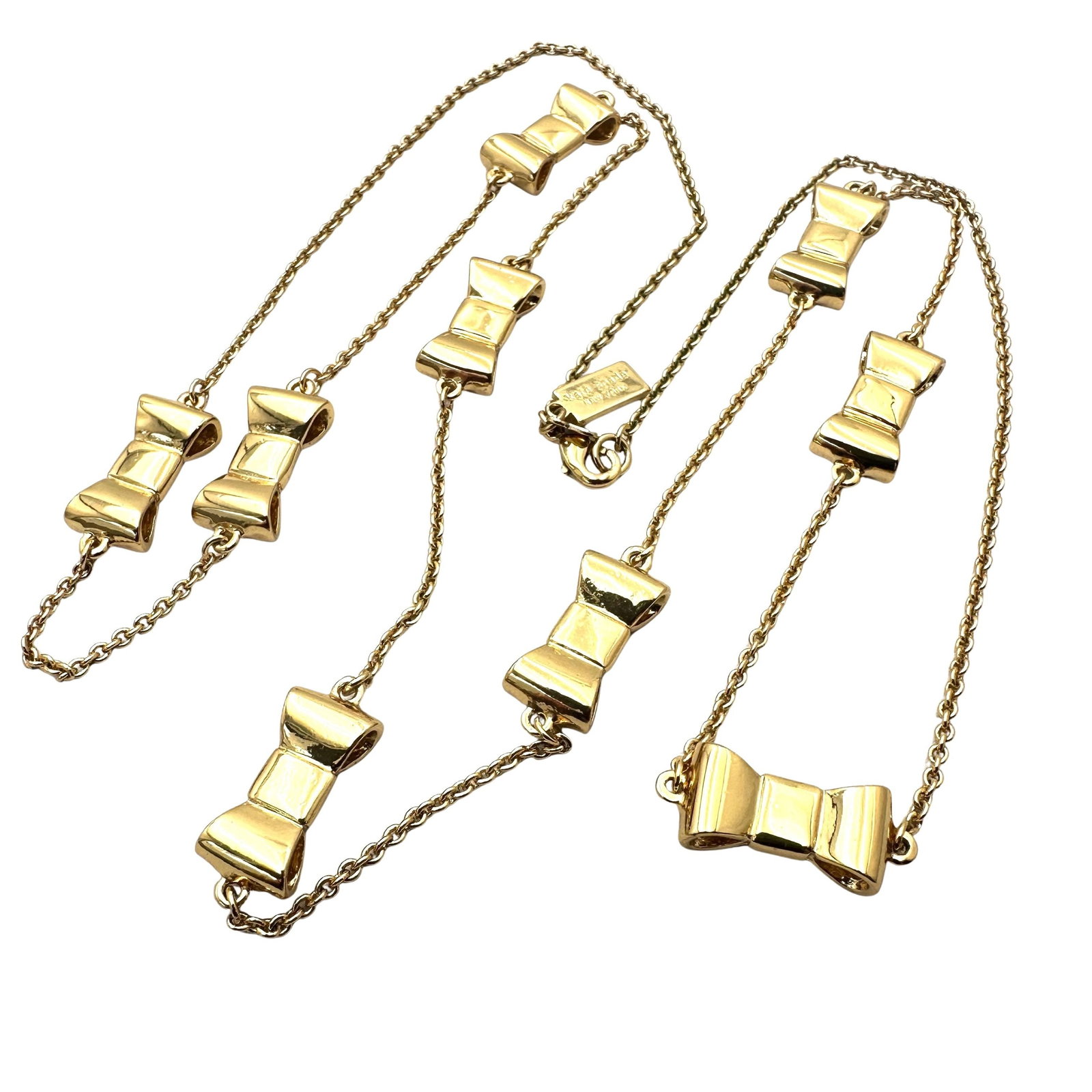 Kate Spade Gold Tone Bow Design Station Necklace 28 Inch Length: Kate Spade Gold Tone Bow Design Station Necklace 28 Inch Length