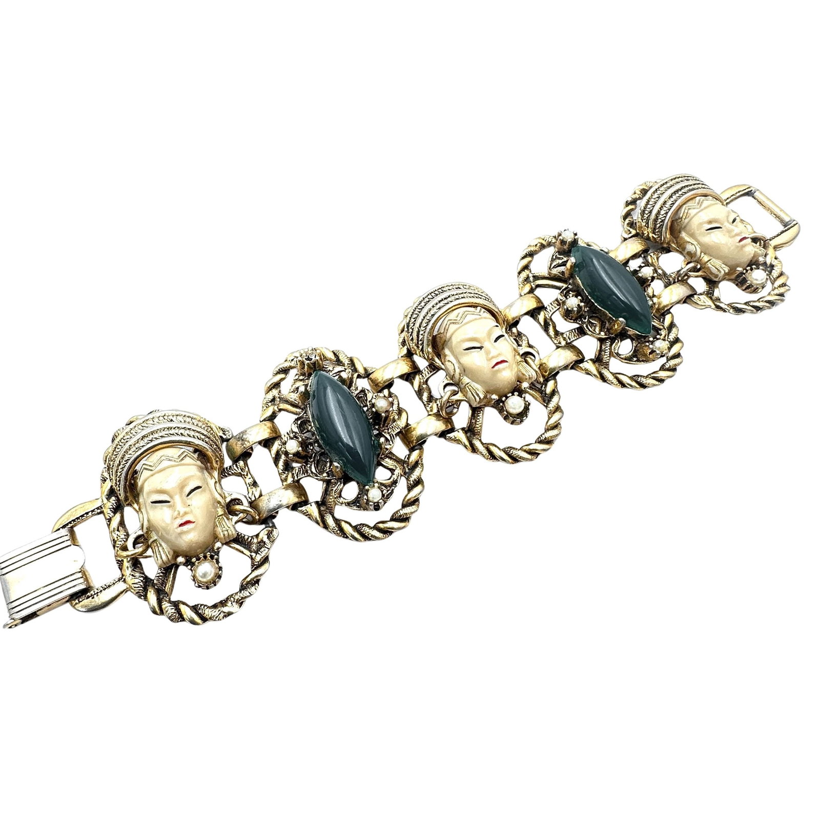 Vintage Selro Selini Asian Princess Gold Tone Bracelet 7.5 Inch (1 of 2)