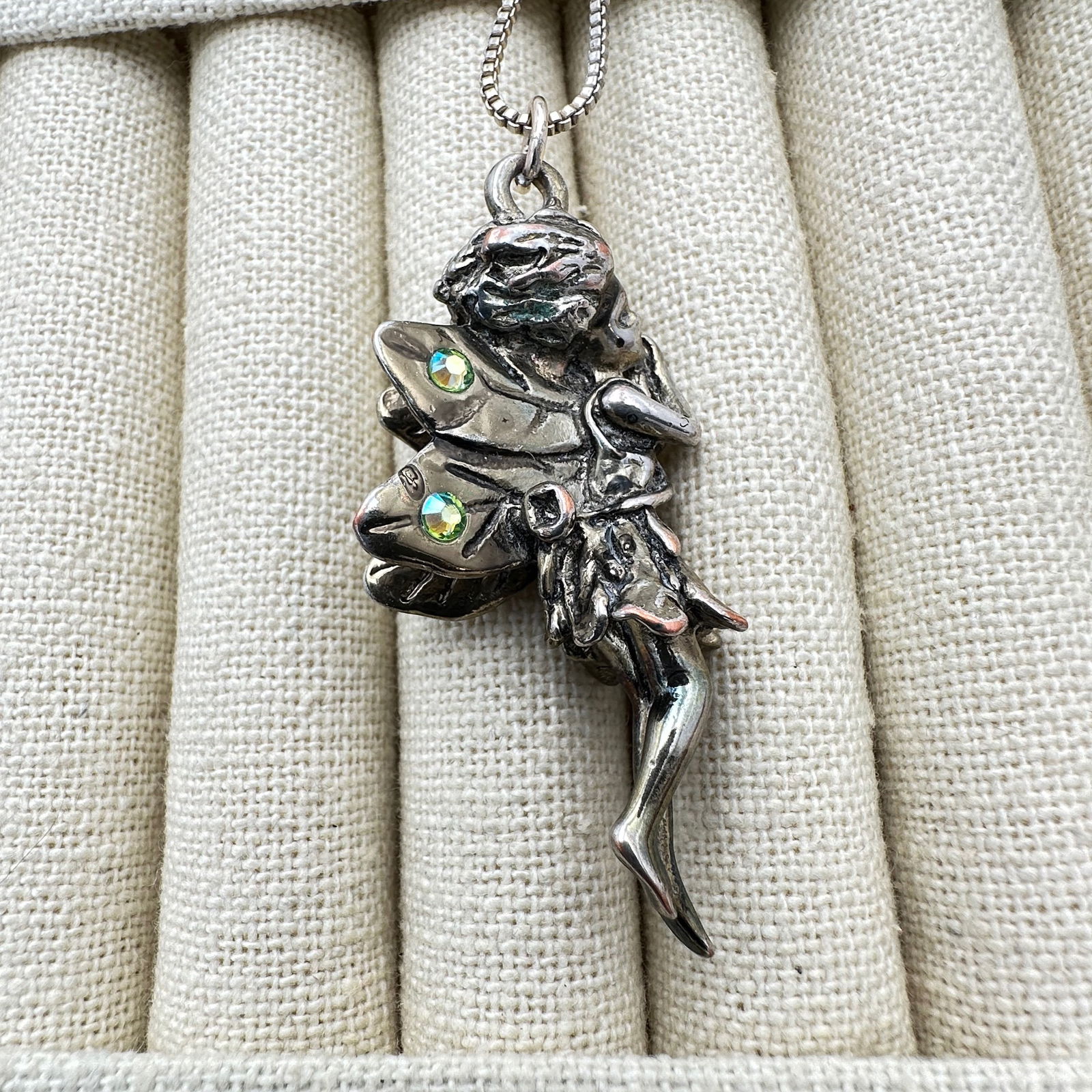 Vintage Kirks Folly Fairy Crystal Silver Tone Pendant Necklace (1 of 2)