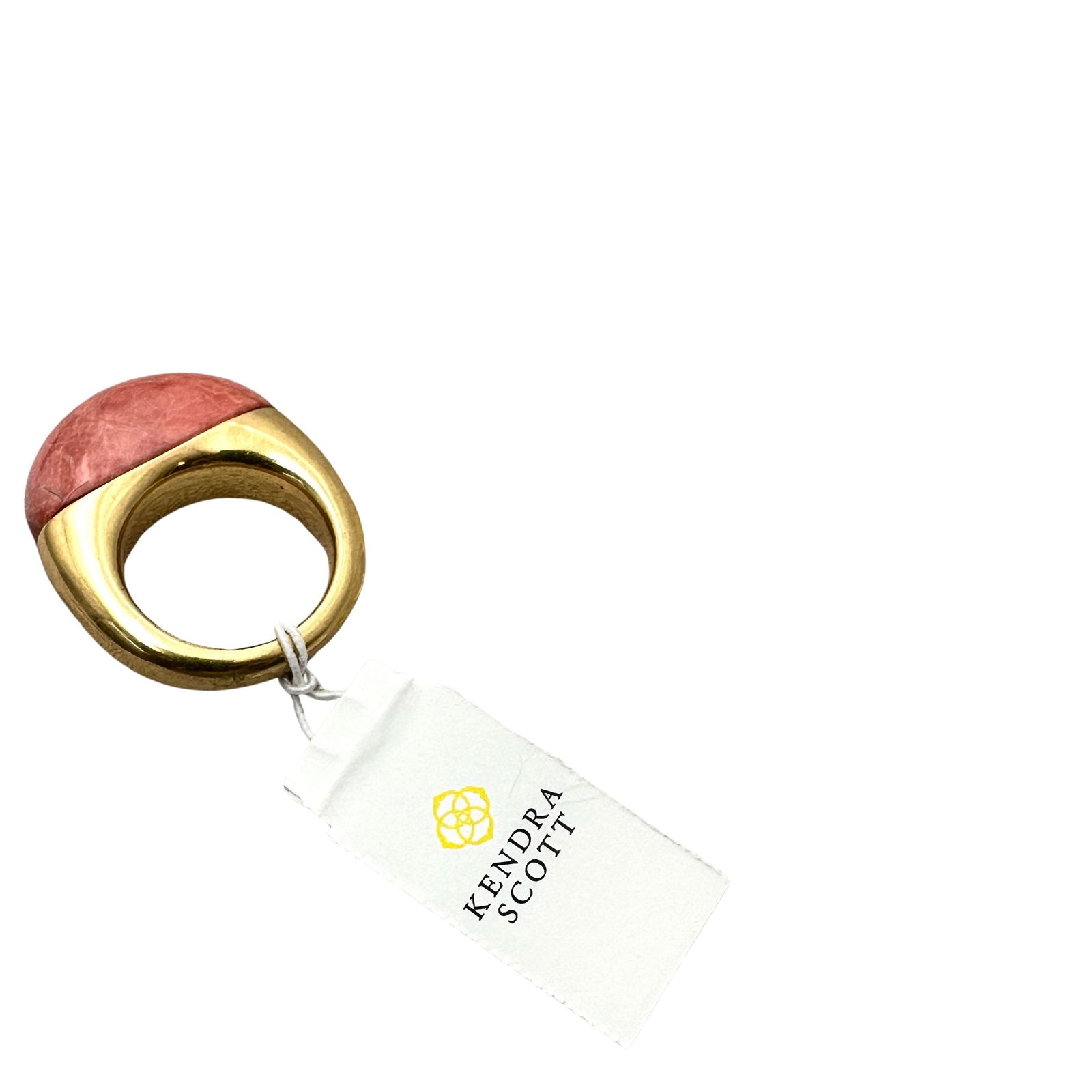 Kendra Scott Coral Pink Gemstone Gold Tone Ring Size 6 Original Tag and Pouche: Kendra Scott Coral Pink Gemstone Gold Tone Ring Size 6 Original Tag and Pouche
