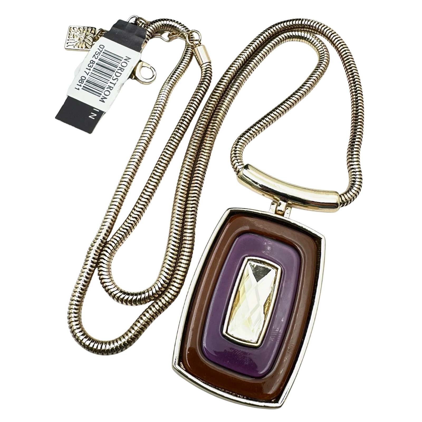 Vintage Anne Klein Gold Tone Pendant Necklace 24 Inch Chain Original Tag Attached: Vintage Anne Klein Gold Tone Pendant Necklace 24 Inch Chain Original Tag Attached